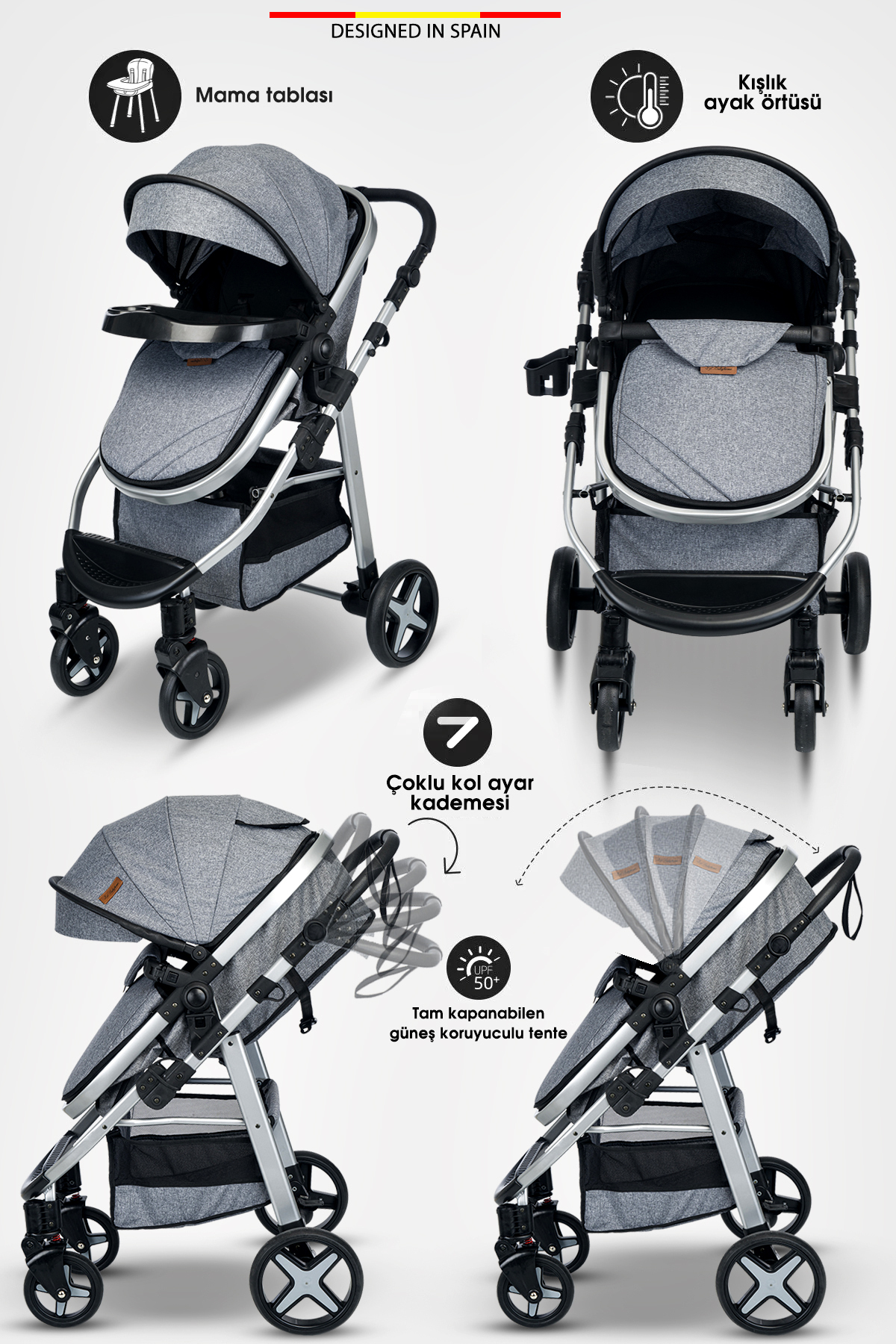 Baby Home 9 In 1 Yeni Doğan Full Set 950 Travel Sistem Bebek Arabası 330 Sallanır Ana Kucağı fotoğrafı 6 (önizleme)