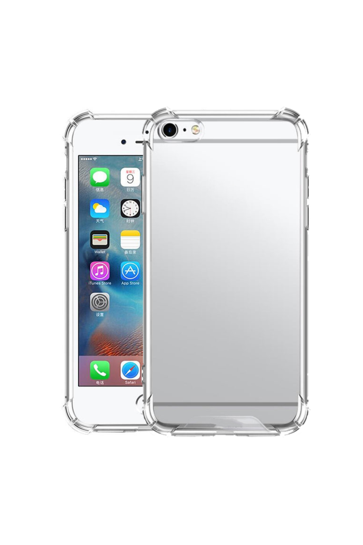 Apple iPhone 6 Kapak Kamera Bölümü Açık Airbag Antishock Köşe Korumalı Şeffaf Silikon Kılıf