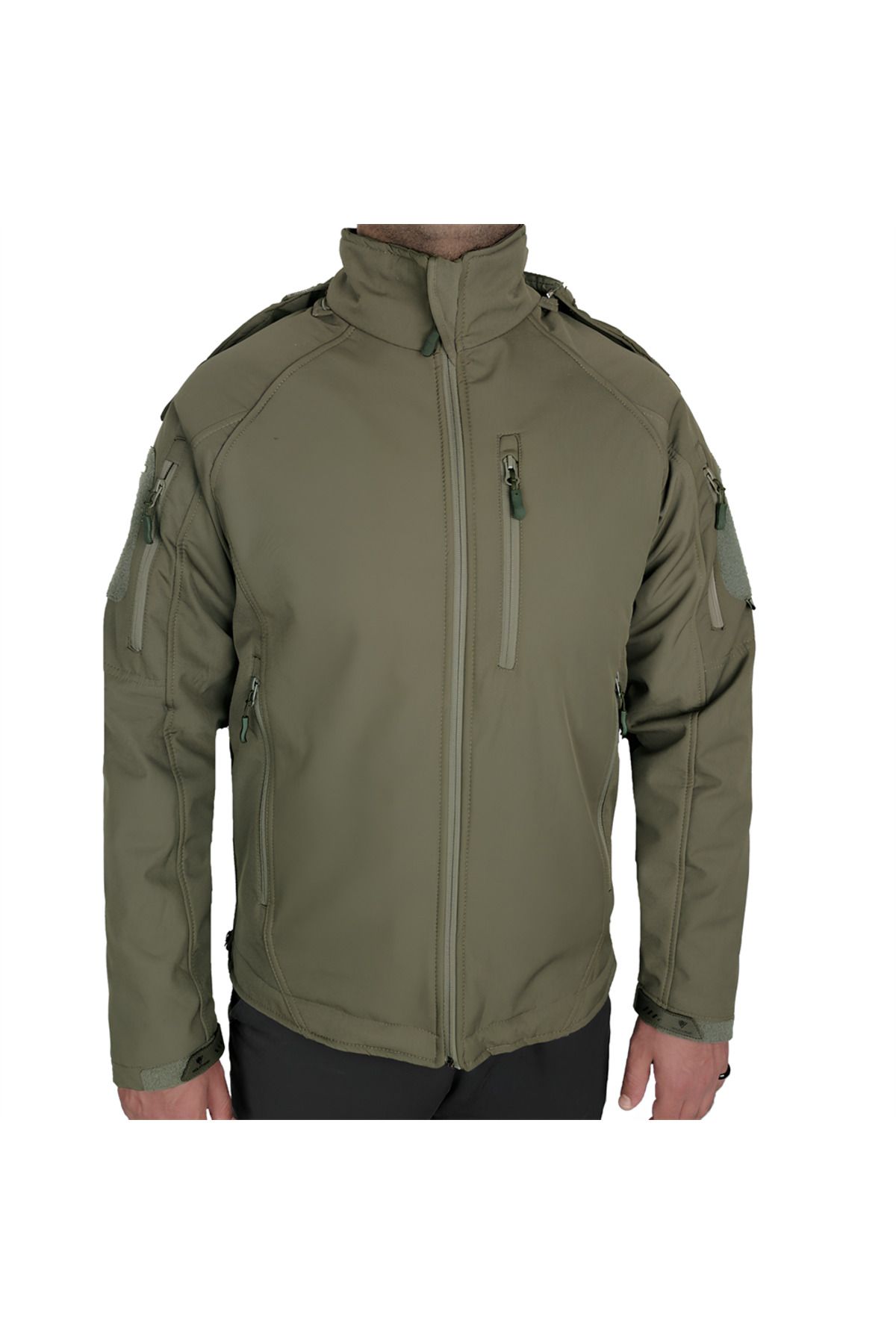 Wolftrap Tactical Haki 5 Cepli Kapüşonlu Softshell Soğuk Geçirmez Mont, Su Geçirmez Mont