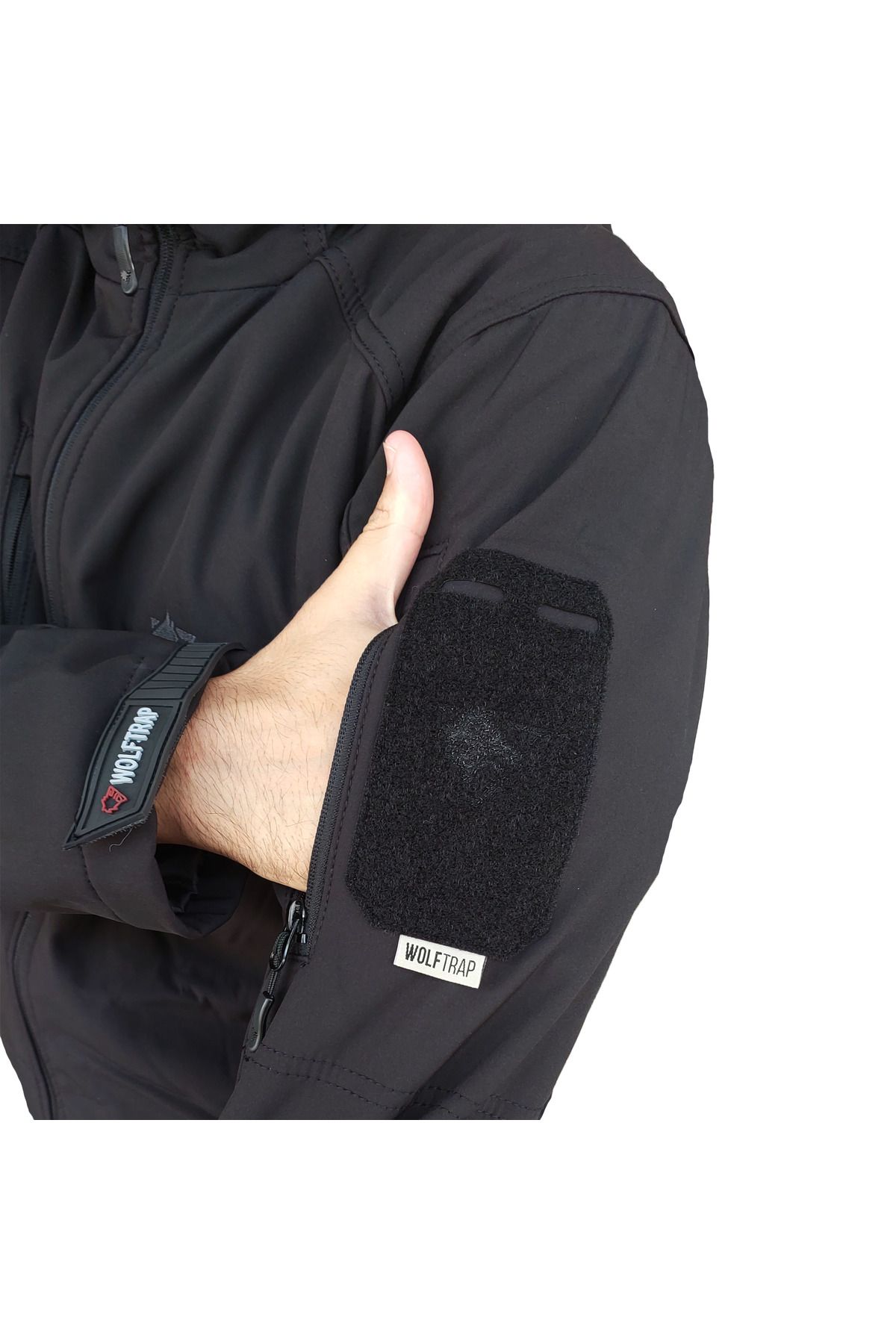 Wolftrap Tactical-Μαύρο παλτό Softshell 2036 με κουκούλα 5 τσέπες αδιάβροχο και αντιανεμικό παλτό 4