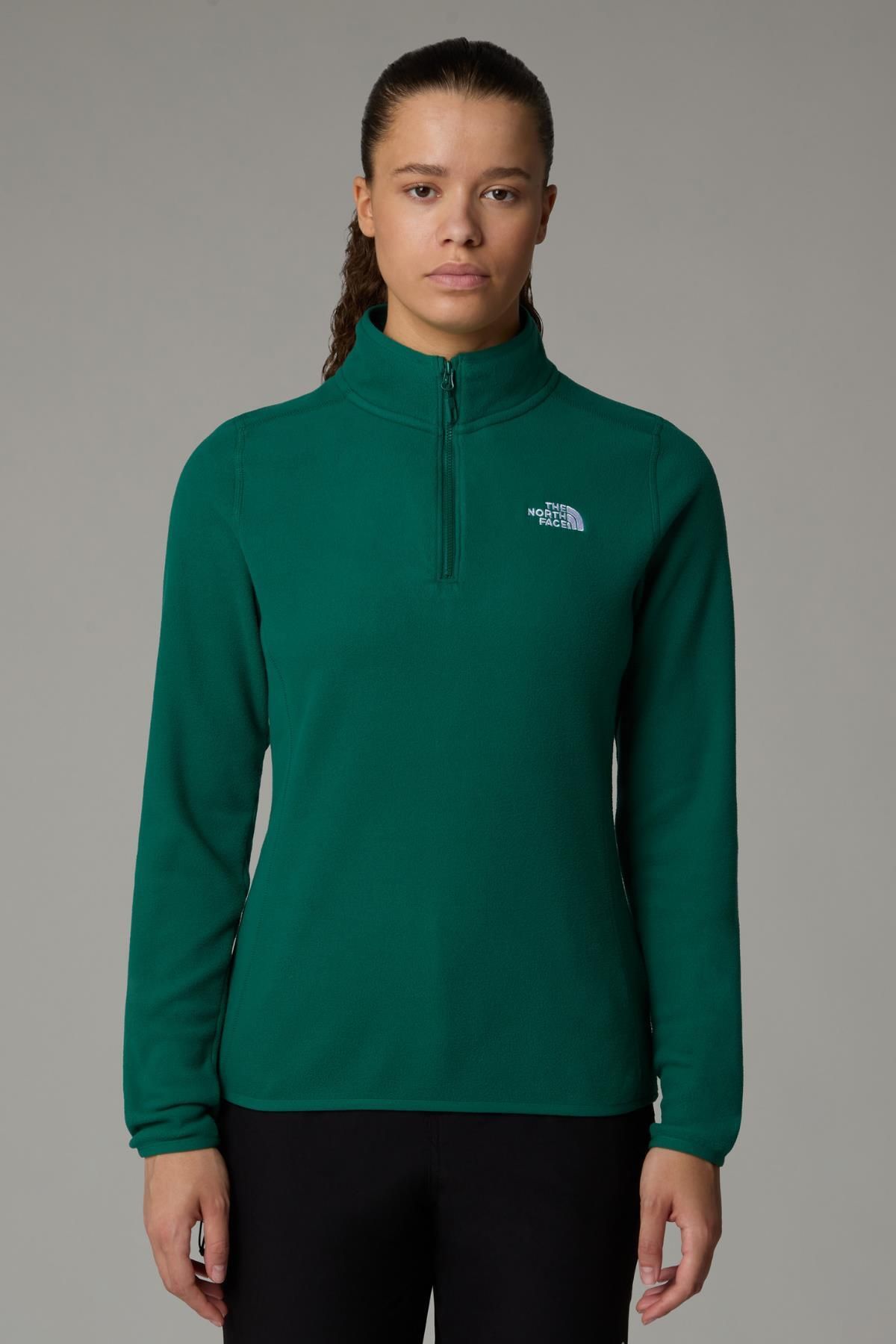 THE NORTH FACE Kadın 100 Glacier 1/4 Zip Polar Yeşil