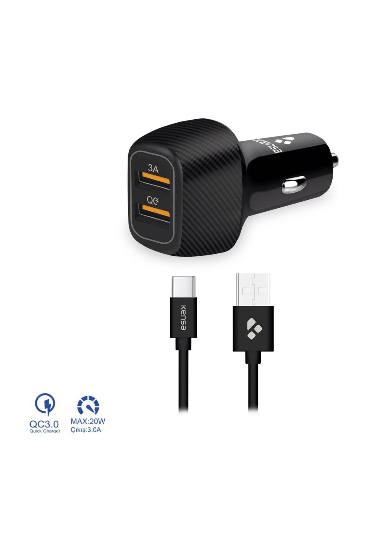 KRİZANTEM Araç içi çakmaklık-Type C adaptör ve kablo USB Kablolu GİRİŞ 12-24V DC ÇIKIŞ 40W Type C K-A