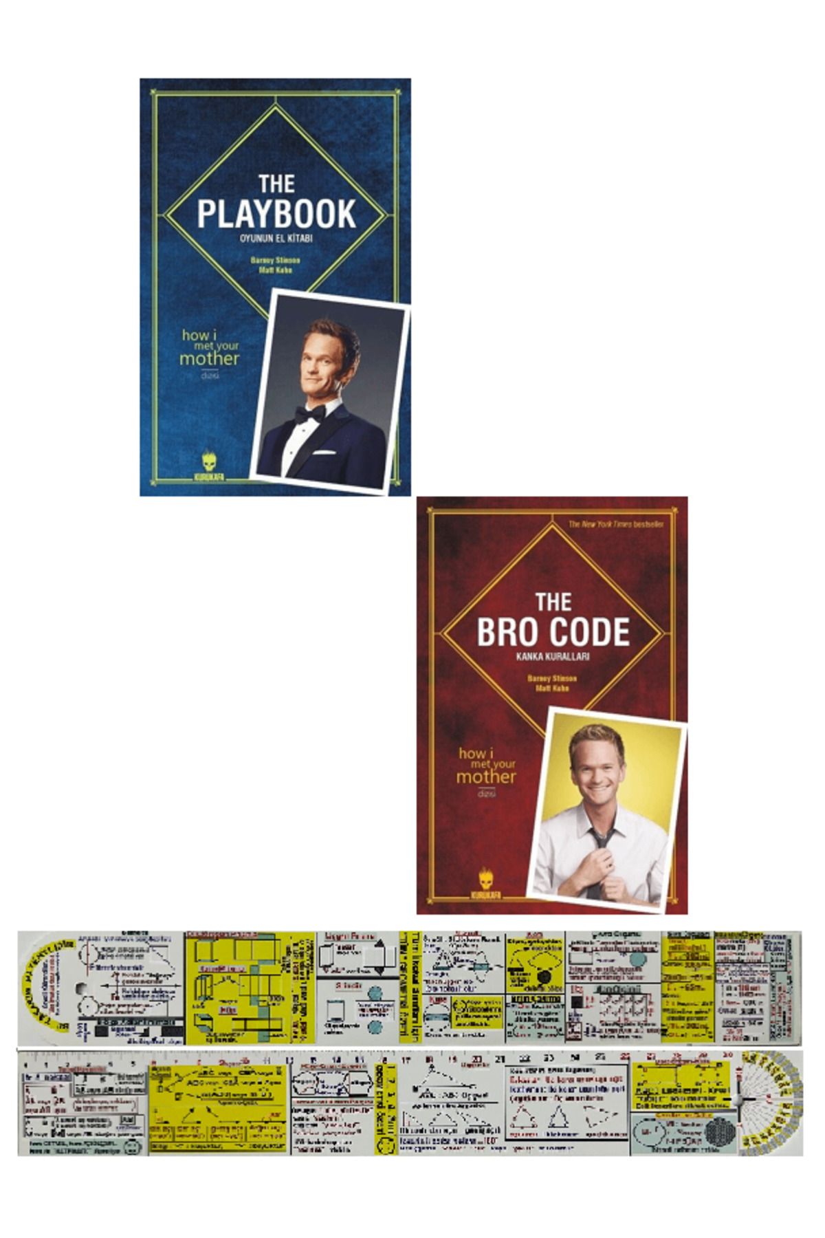 Kurukafa Yayınevi The Playbook + The Bro Code 2 Kitap Set How I Met Your Mother Barney Stinson + Cetvel