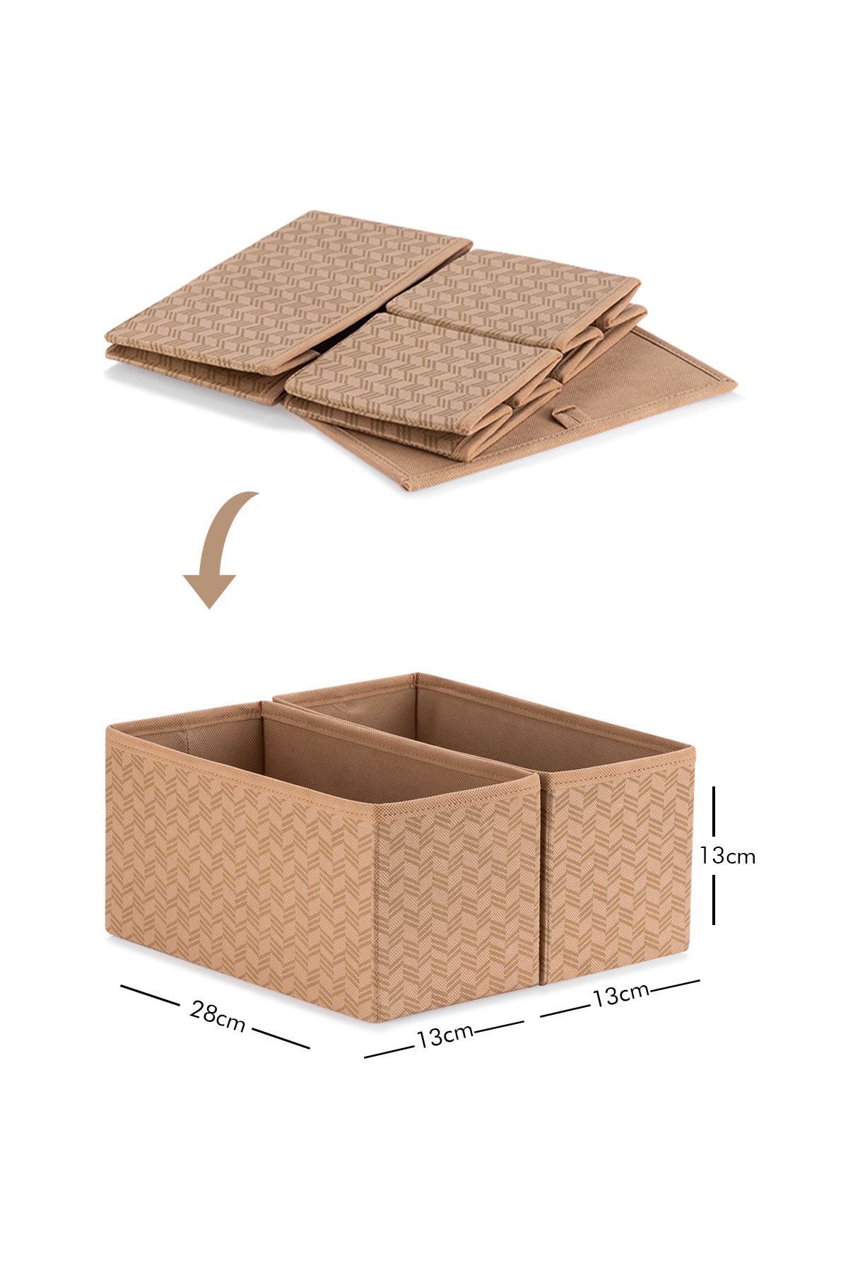 Rek Home-Set of 2 Herringbone Pattern Beige Children's Room Closet Drawer Inside Laundry Organizer Storage Box Organizer 4