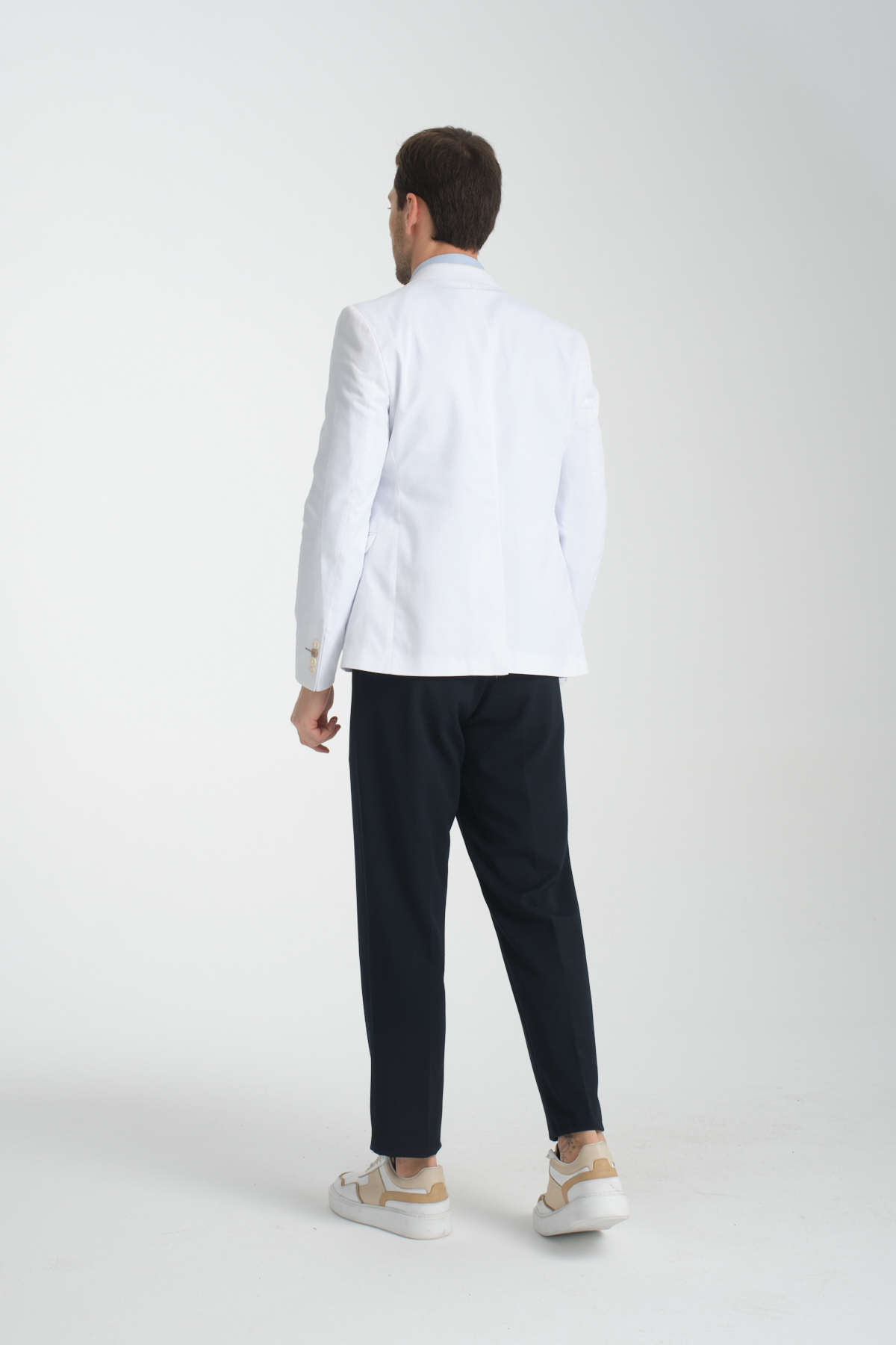 Frappoli  Poly Erkek Beyaz Likralı Pamuklu Esnek Spor Blazer Ceket - Görsel 6