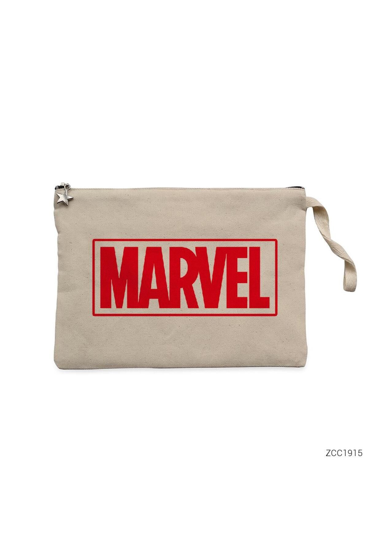 Z zepplin Marvel Logo Krem Clutch Astarlı Cüzdan / El Çantası