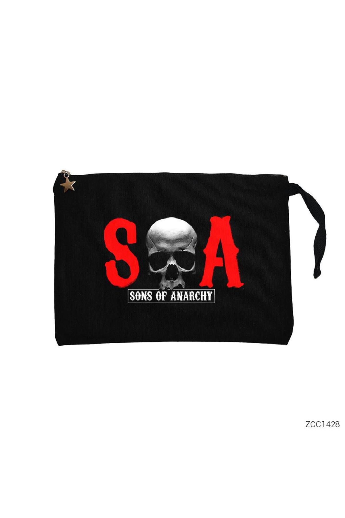 Z zepplin Sons of Anarchy SOA Siyah Clutch Astarlı Cüzdan / El Çantası