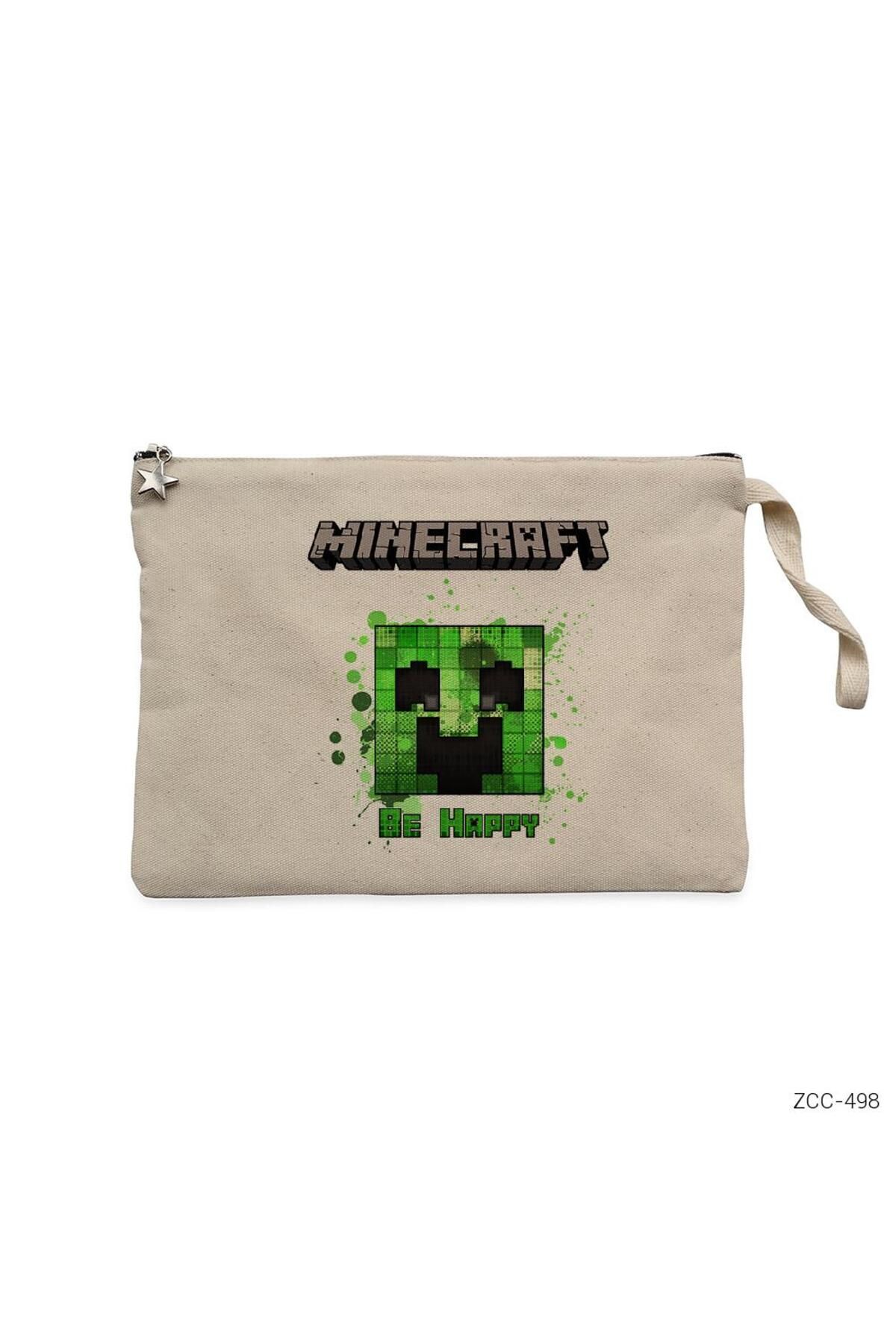 Z zepplin Minecraft Be Happy Krem Clutch Astarlı Cüzdan / El Çantası