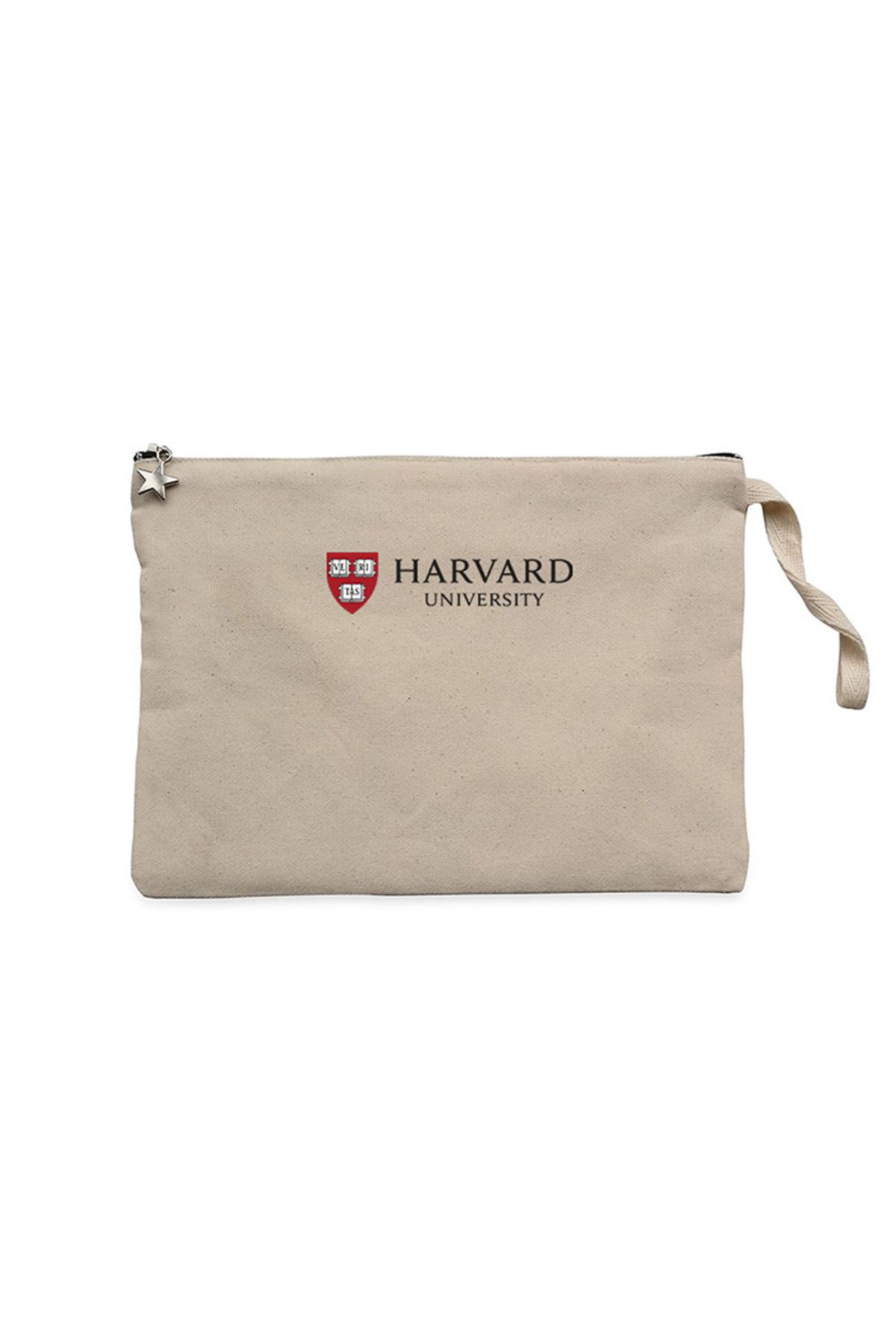 Z zepplin Harvard Uni. Logo Text Krem Clutch Astarlı Cüzdan / El Çantası