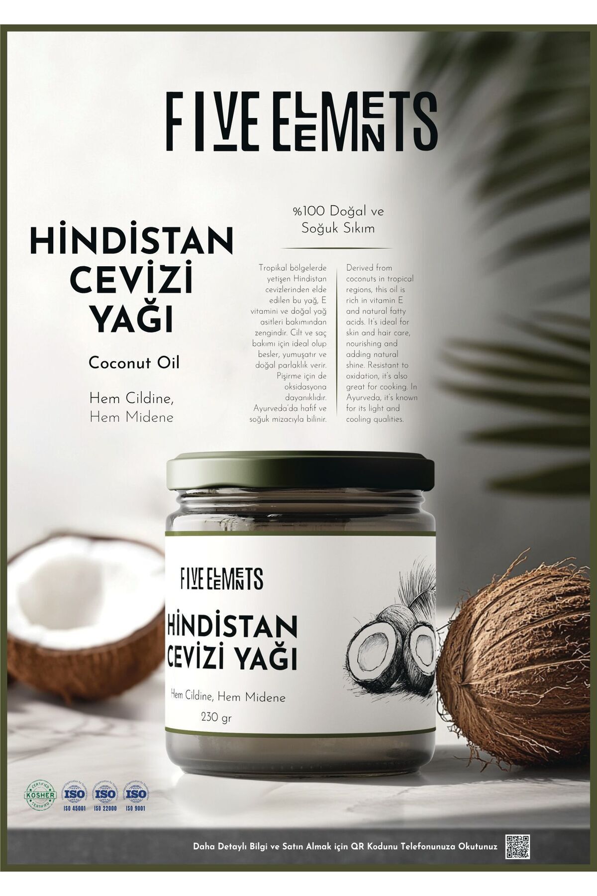 Ulyo Gıda Five Elements Hindistan Cevizi Yağı 245 mg