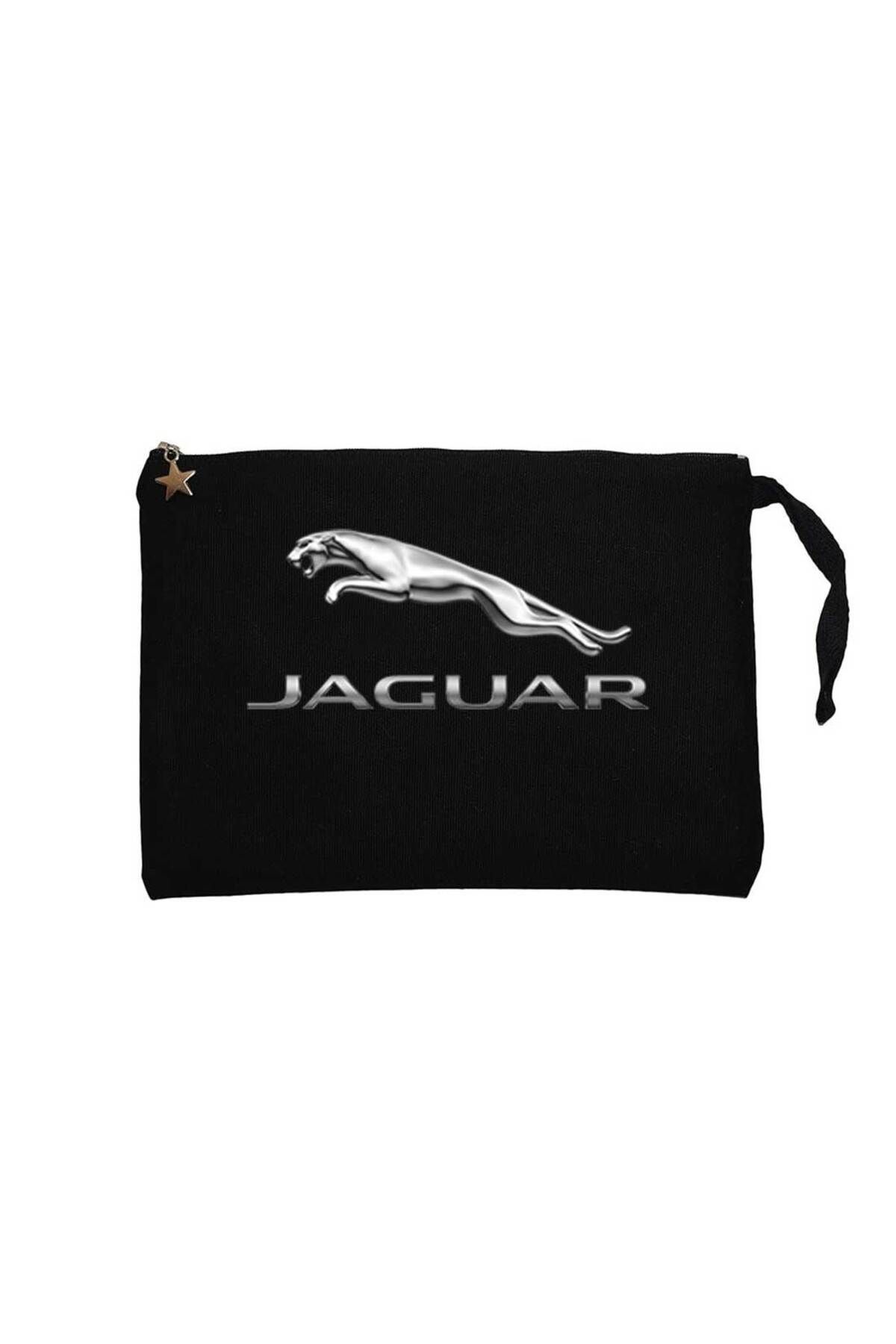 Z zepplin Jaguar Logo Silver Siyah Clutch Astarlı Cüzdan / El Çantası