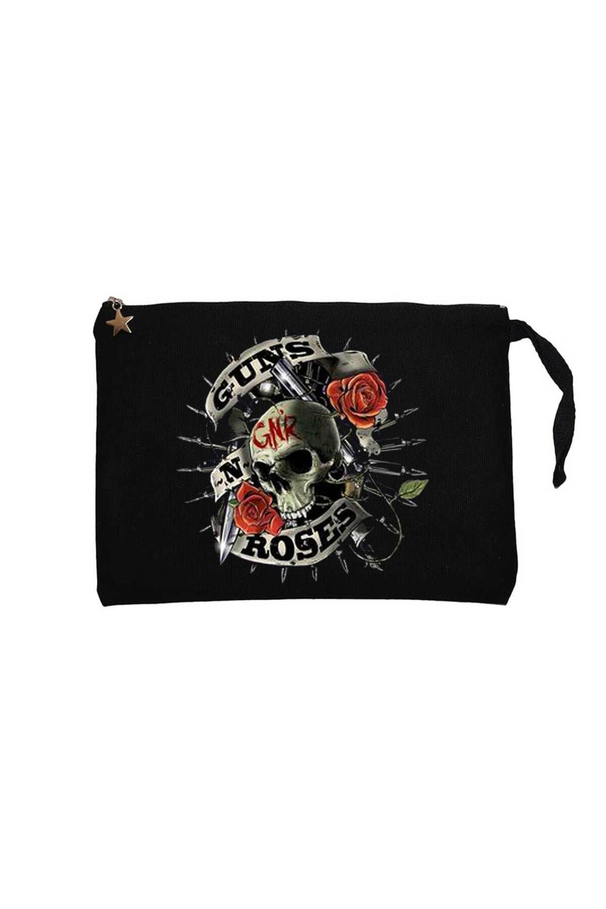 Z zepplin Gun N Roses Firepower Siyah Clutch Astarlı Cüzdan / El Çantası