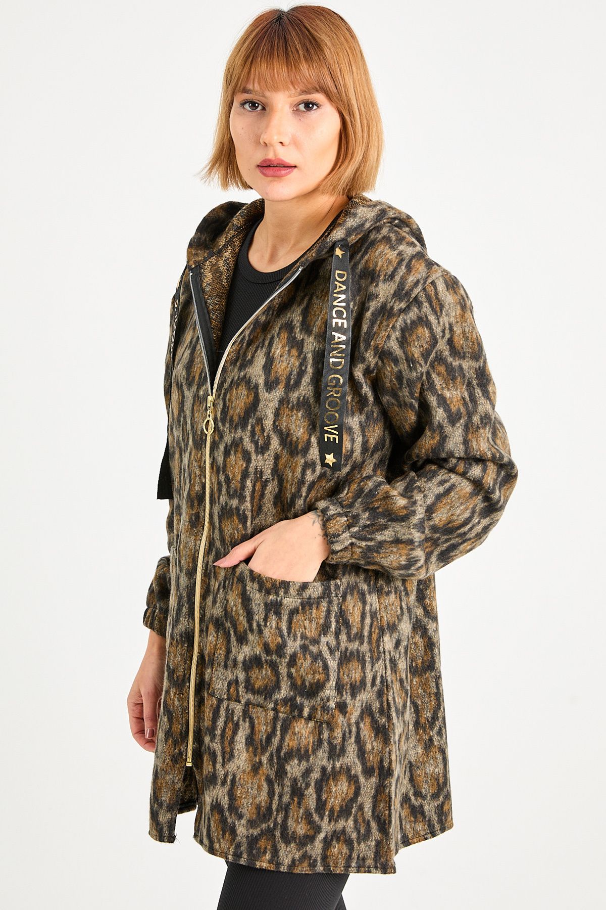 DPARİS-Leopard Print Hooded Cardigan 4