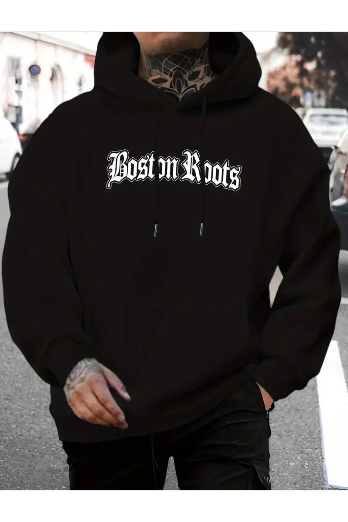 ModaSphere Bost in Boots Baskılı kapüşonlu Cepli Sweatshirt
