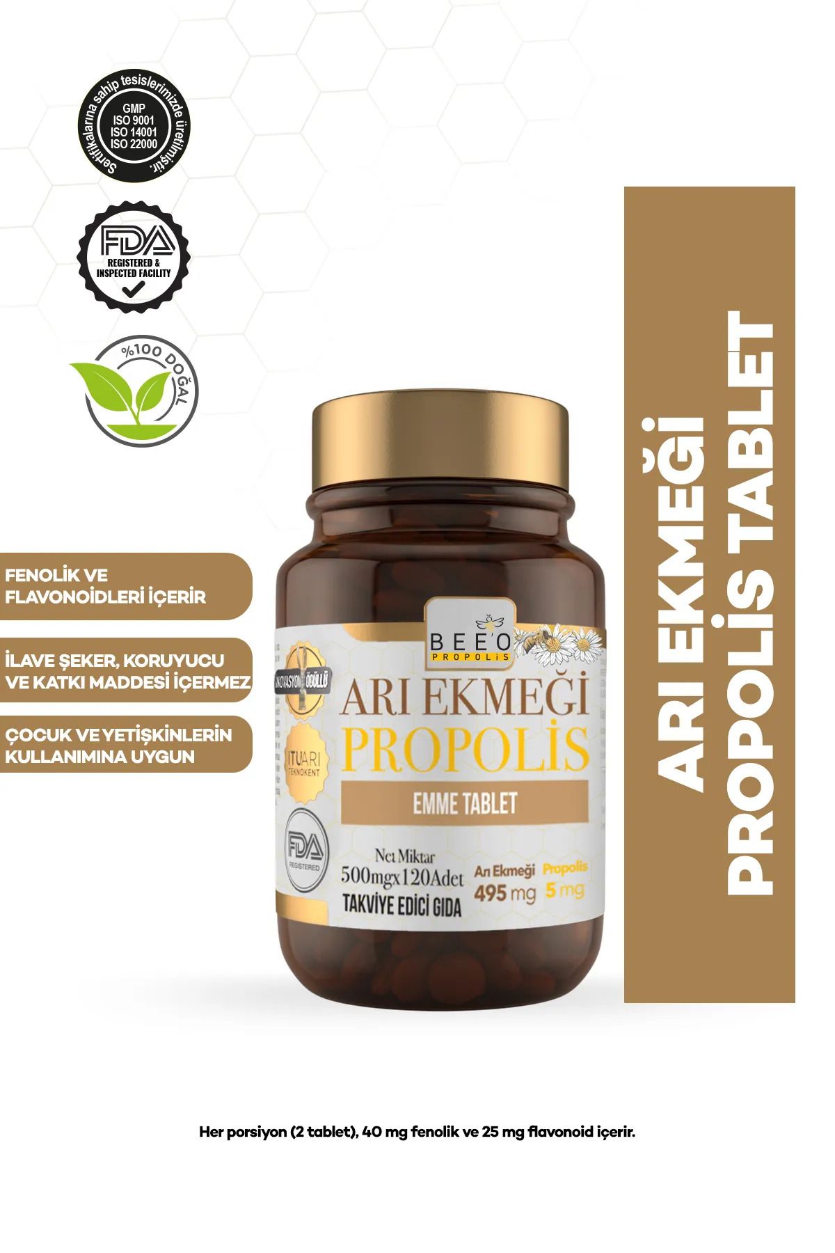 BEE'O Arı Ekmeği Propolis Emme Tablet 500mgx120 Adet