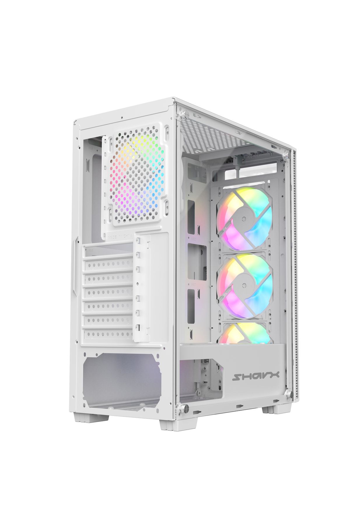 SHARX-CASE (S-200W)STRIKER ARGB ATX, 4x120mm Fans,Glass Panel, Type C Dongle,USB 3.0/2.0,Power/Reset 5