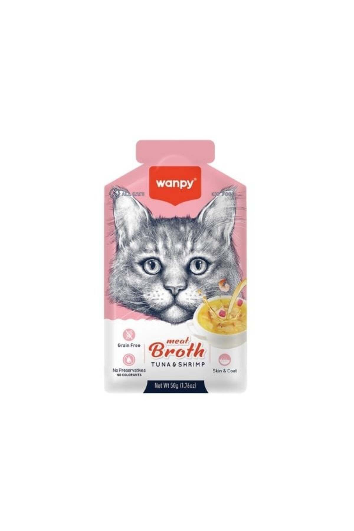 Wanpy Ton Balıklı ve Karidesli Tahılsız Kedi Çorbası 50 Gr