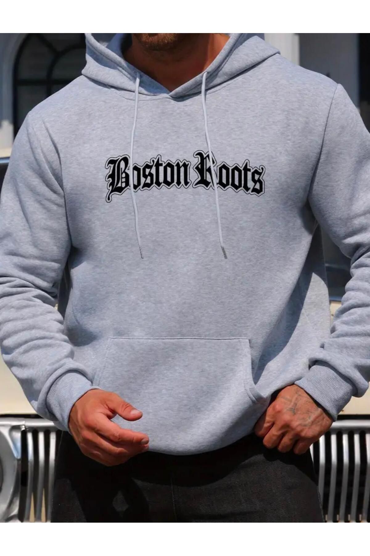 ModaSphere Bost in Boots Baskılı kapüşonlu Cepli Sweatshirt