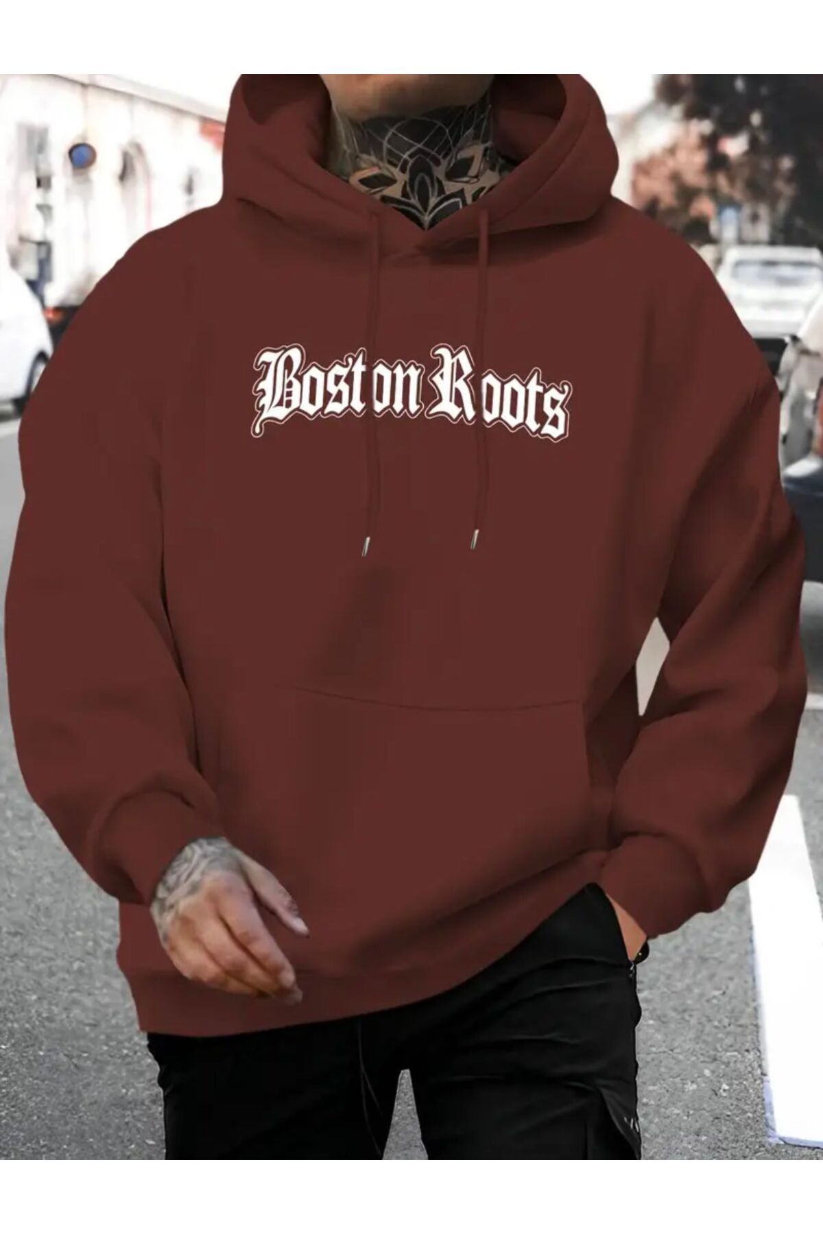 ModaSphere Bost in Boots Baskılı kapüşonlu Cepli Sweatshirt