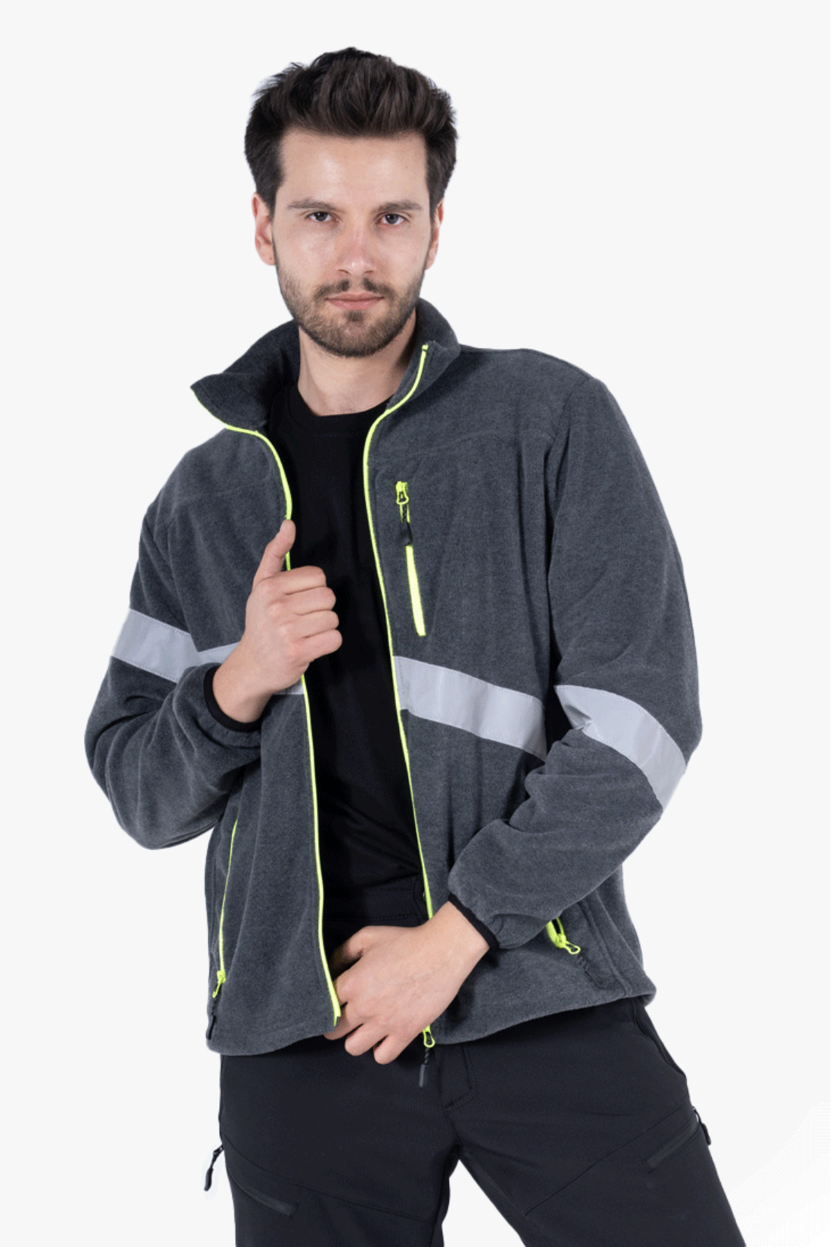 OWL Neon Sarı Fermuarlı Reflektörlü Polar görsel 4