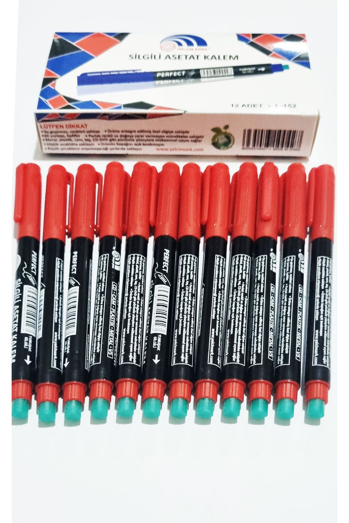 Modellino 12 Adet Perfect Asetat Kalemi CD Cam Porselen Taş Fayans Sert Yüzey Multimark Permanent Marker M Uç