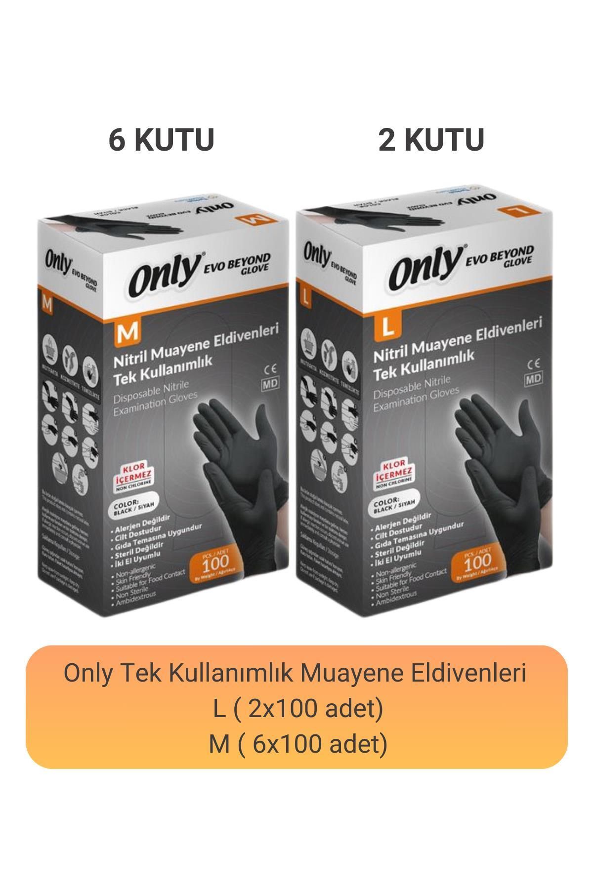 Only Evo Beyond Nitril Muayene Eldiveni M(100 adet x 6)- L(100 adet x 2)