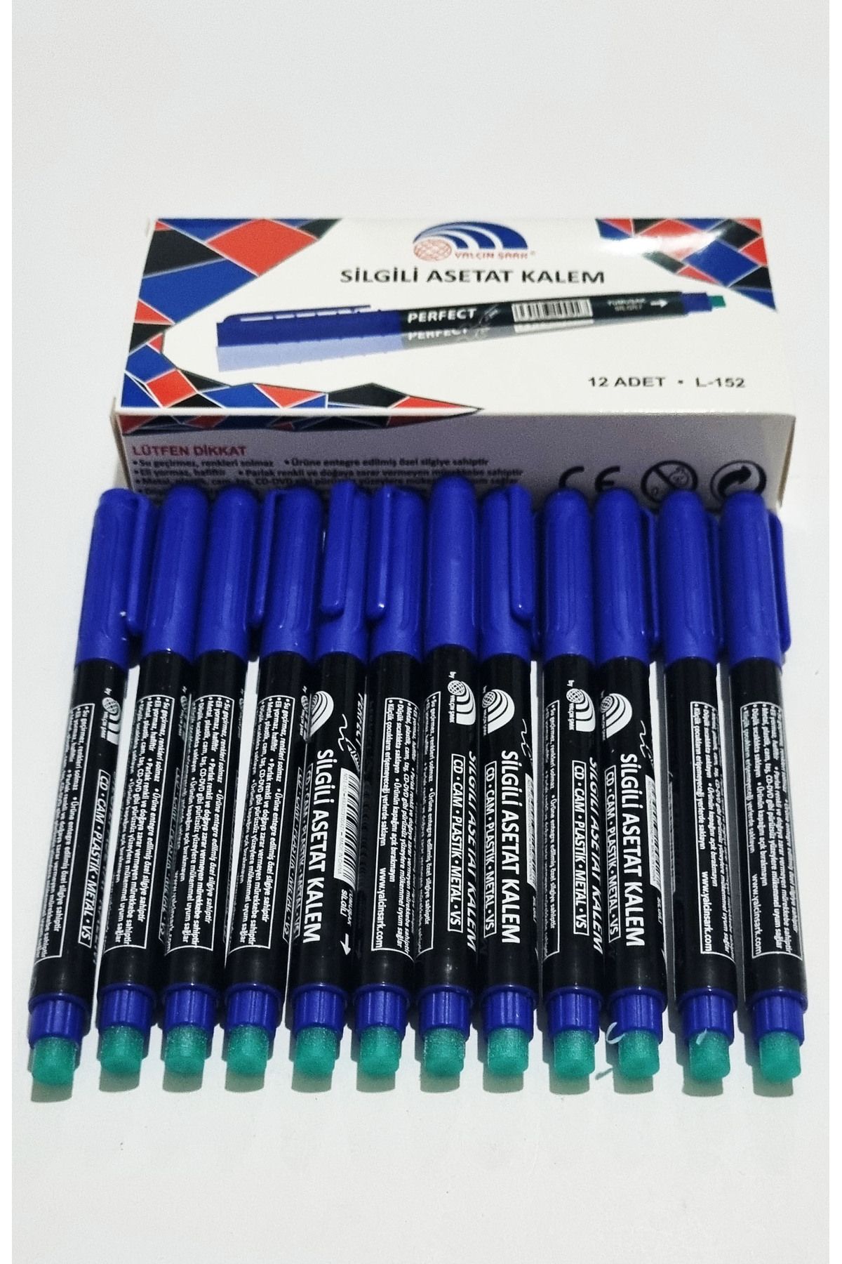 Modellino 12 Adet Perfect Asetat Kalemi CD Cam Porselen Taş Fayans Sert Yüzey Multimark Permanent Marker M Uç