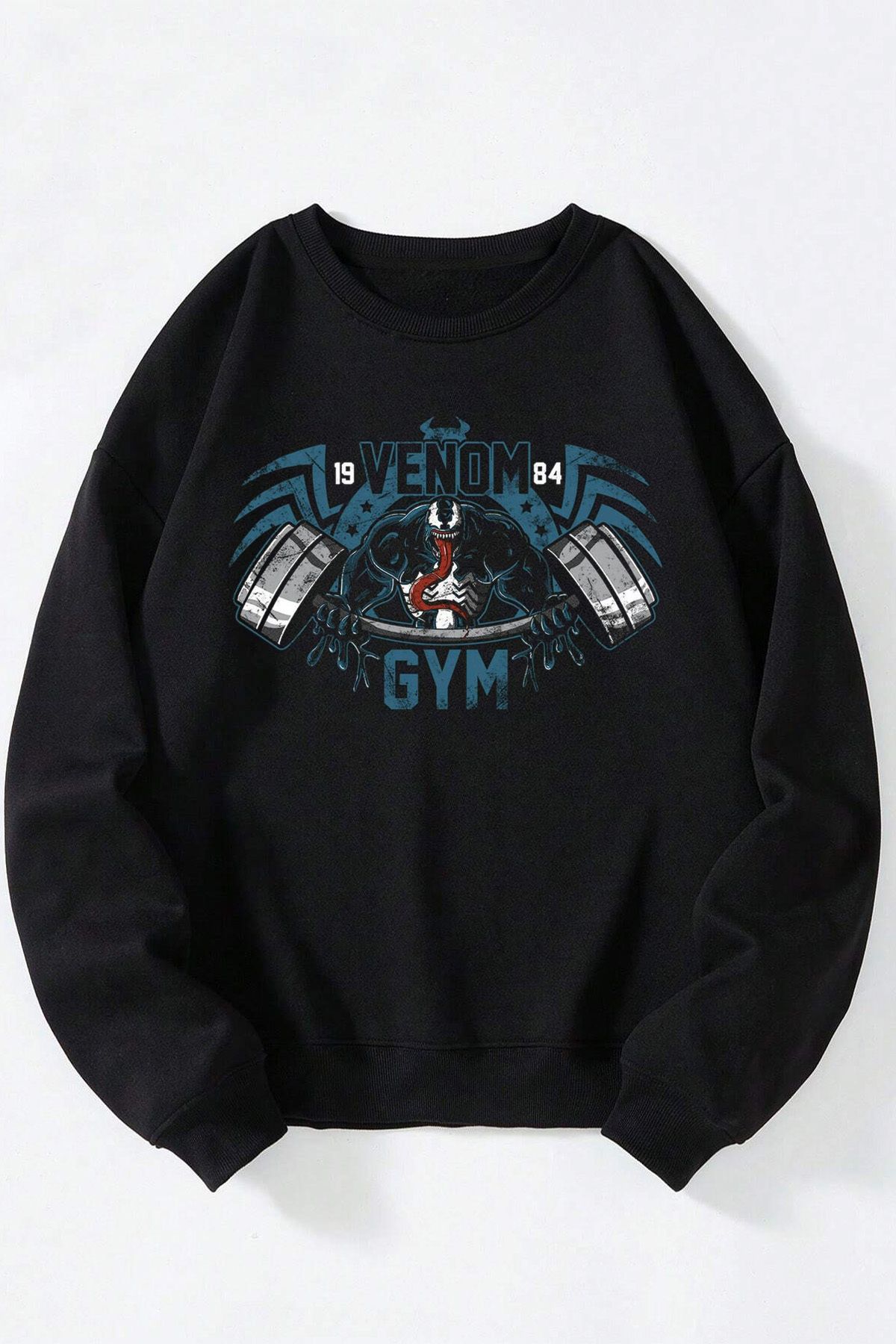 THEWERT Hanorac Din Bumbac Negru Cu Decolteu Rotund Pentru Femei/bărbați Cu Imprimeu Venom 1984 Unisex - S