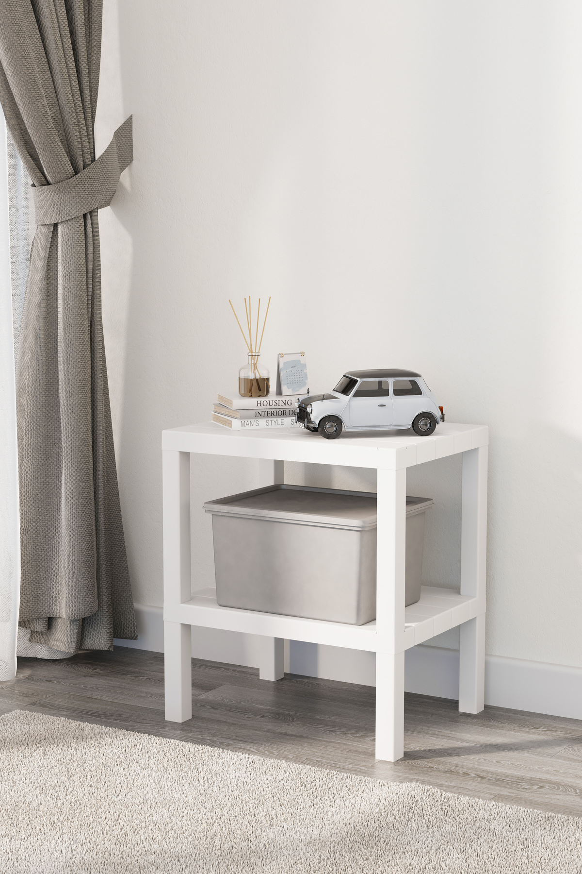 2-Tier Plastic White Bathroom Kitchen Shelf Mıt1054