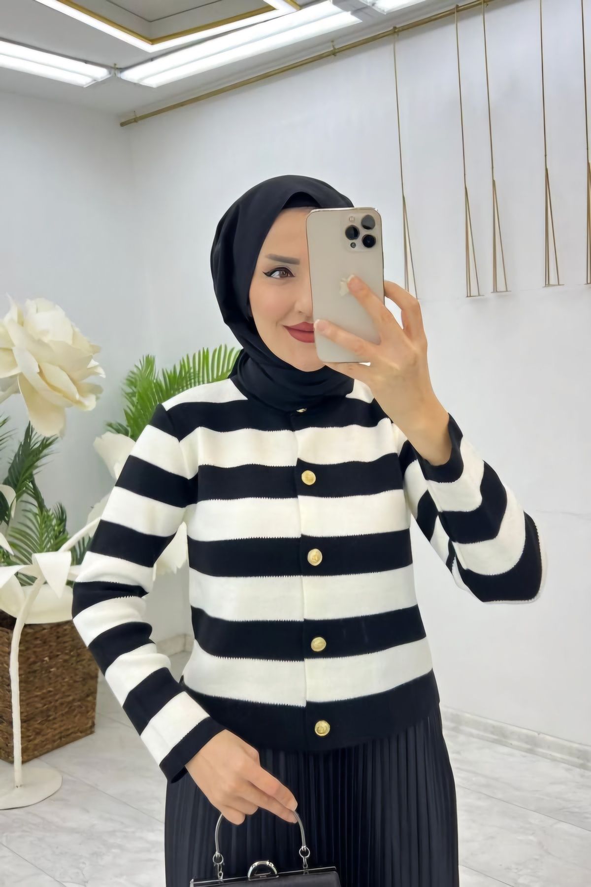 Venessa-Tricotaj de damă Costum cu fustă plisată cardigan 2
