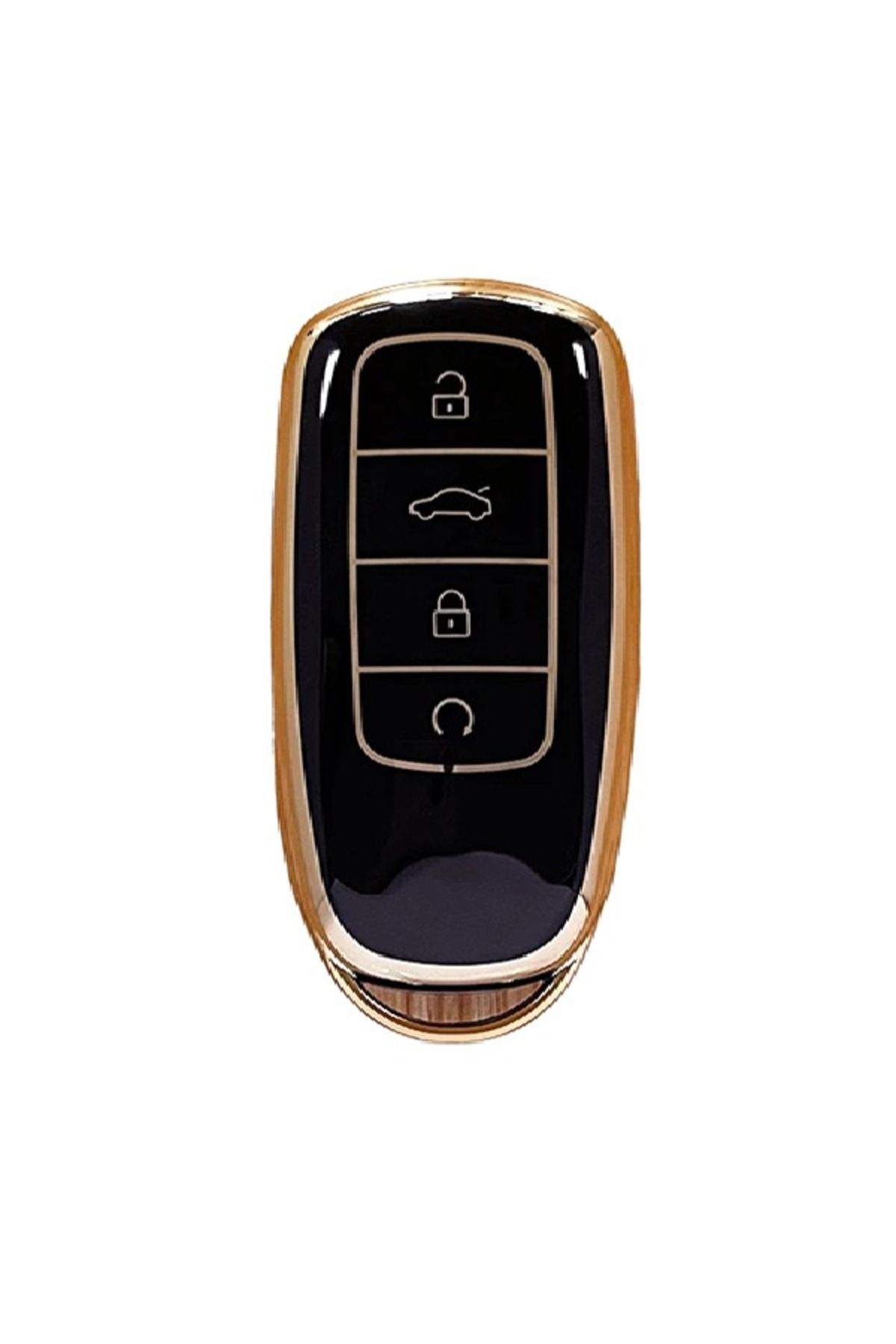Luxe Aksesuarr Chery Tiggo 8 plus Nano Koruma Anahtar Kumanda Silikon Kılıfı 4 buton Siyah Gold
