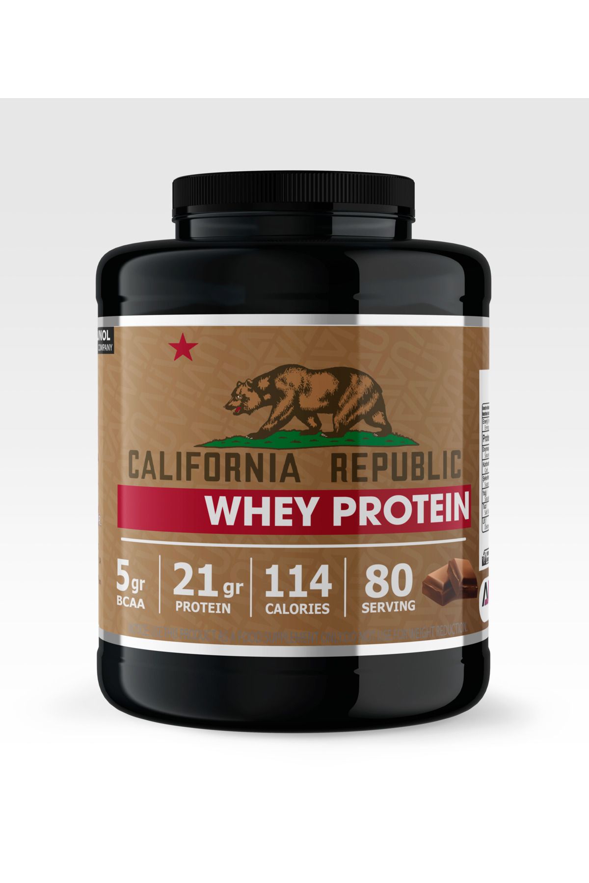 CALIFORNIA REPUBLIC Whey Protein - 2400Gr - Çikolata Aromalı - 80 Servis - Siyah