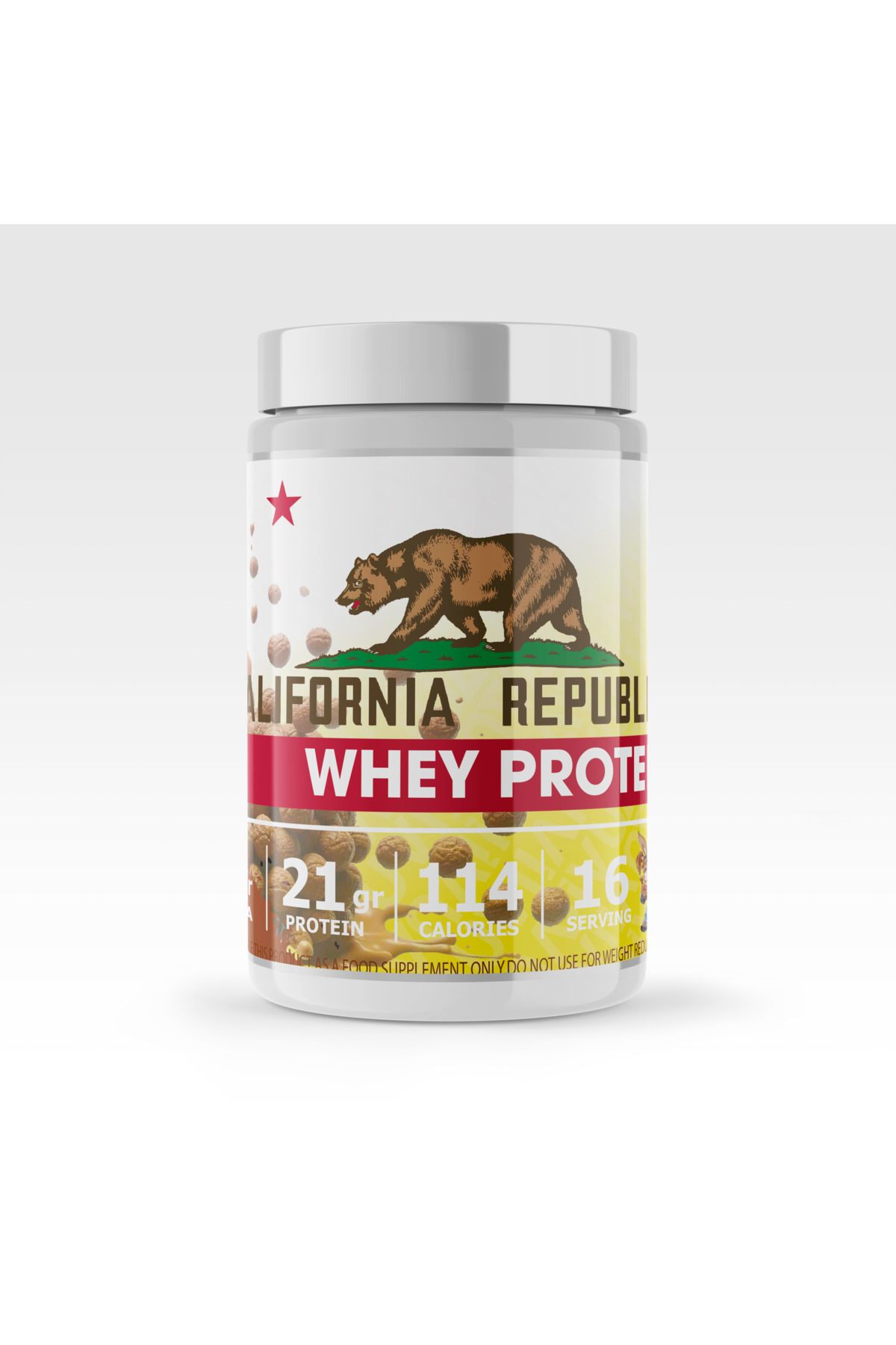 CALIFORNIA REPUBLIC Whey Protein - 480Gr - Nesquik Aromalı - 16 Servis - Beyaz