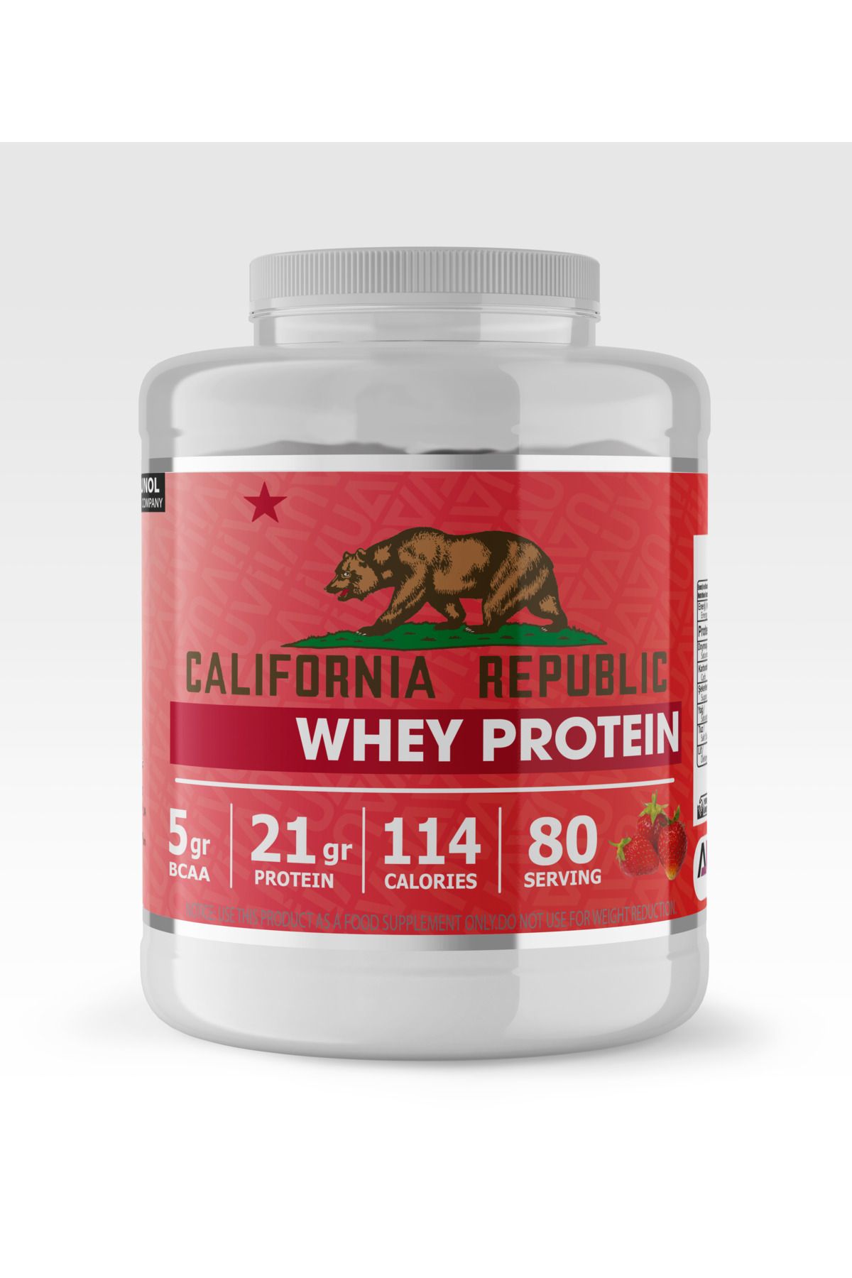 CALIFORNIA REPUBLIC Whey Protein - 2400Gr - Çilek Aromalı - 80 Servis - Beyaz