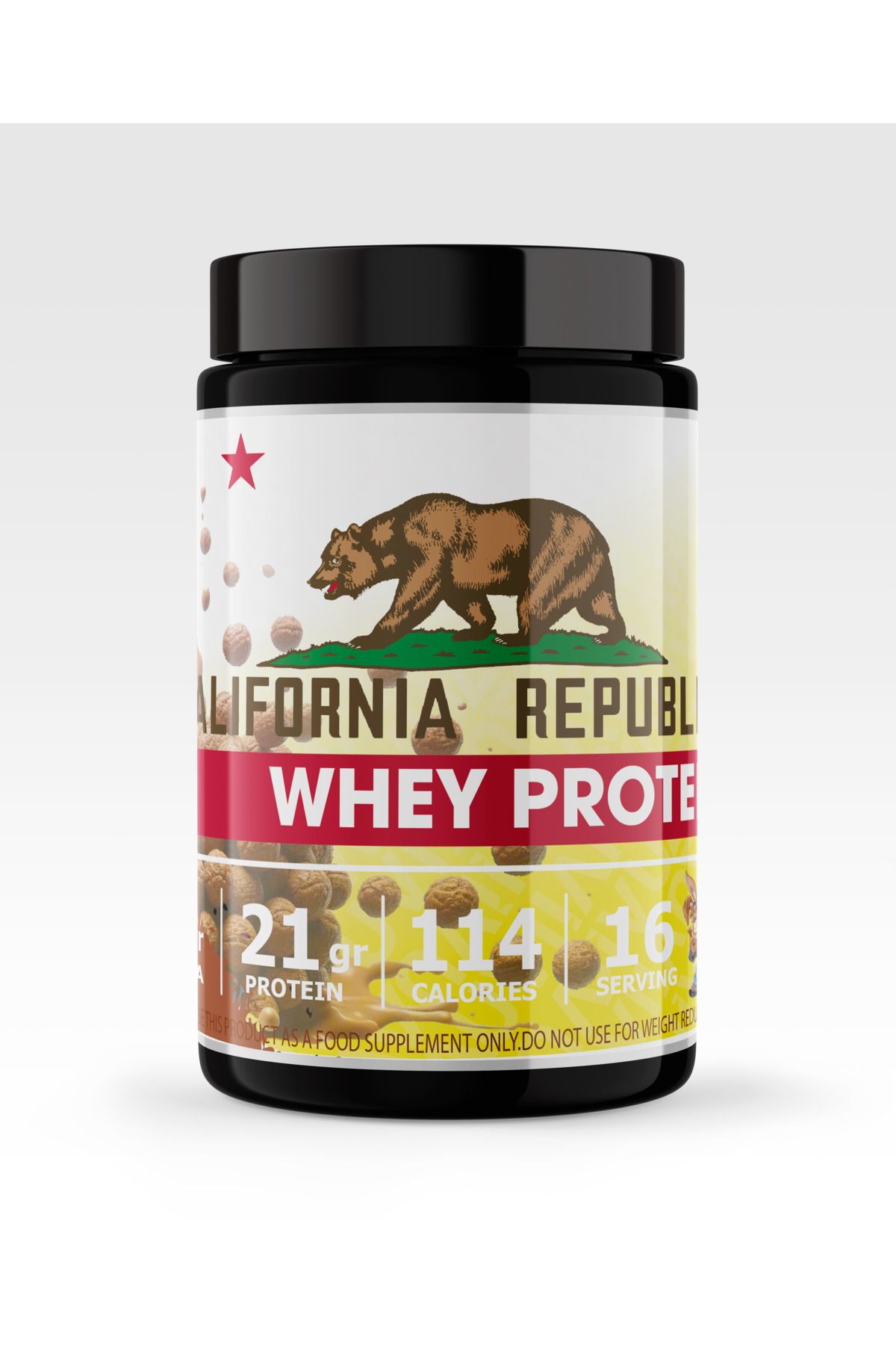 CALIFORNIA REPUBLIC Whey Protein - 480Gr - Nesquik Aromalı - 16 Servis - Siyah