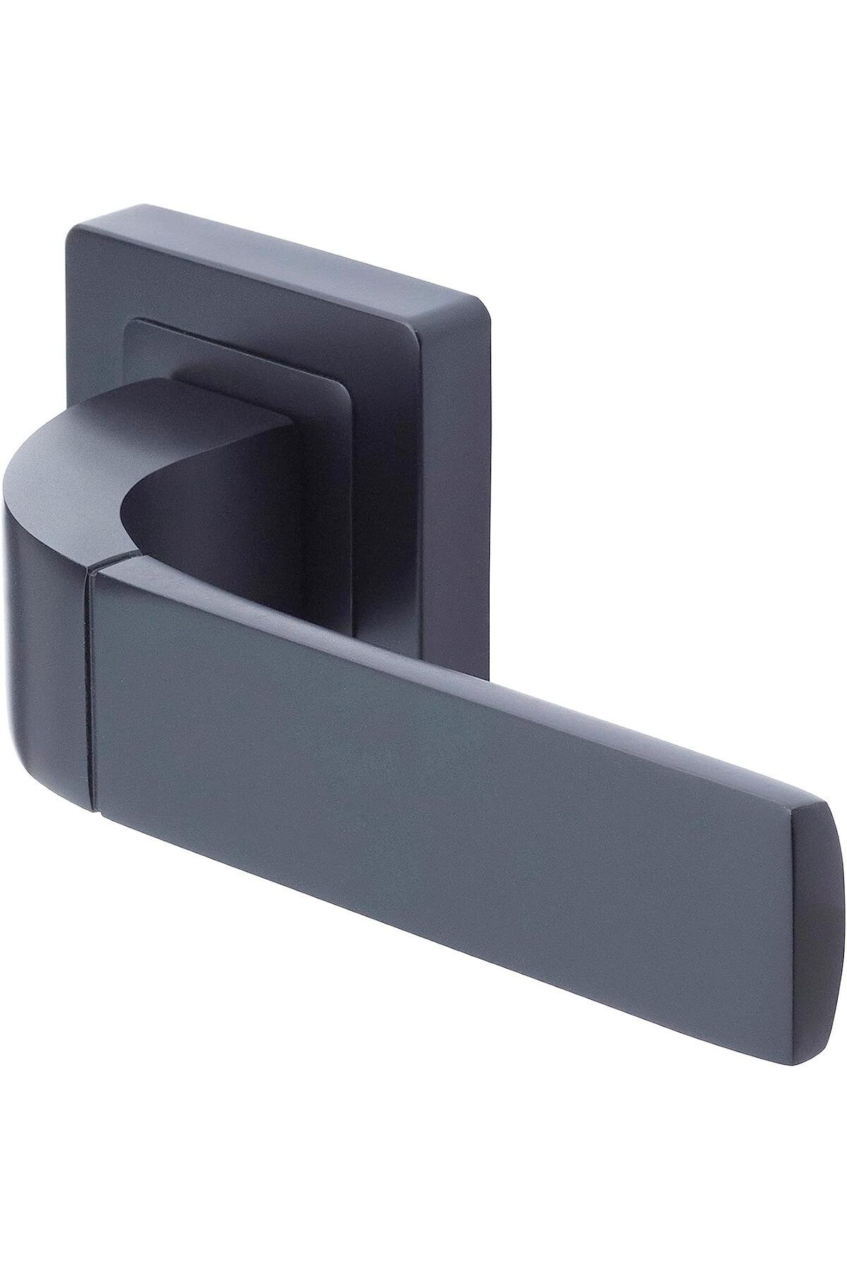 yenibagshop Bologna Serisi 35-ZR-8x8-A003-WC-56-11 WC Tipi Kapı Kolu - Siyah Mat Kaplama - Parçalar Dahildir