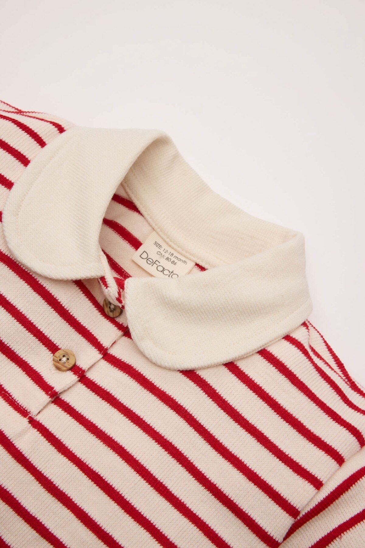 DeFacto-Baby Girl Baby Collar Striped Sweatshirt D7872A525Sp 2