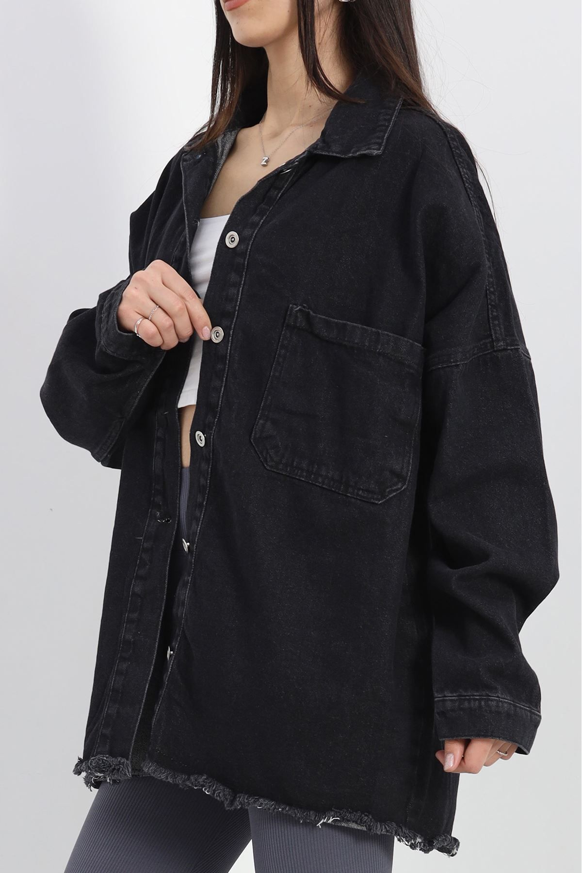 AKSU-Anthracite Tasseled Denim Jacket - 10004.1778 5