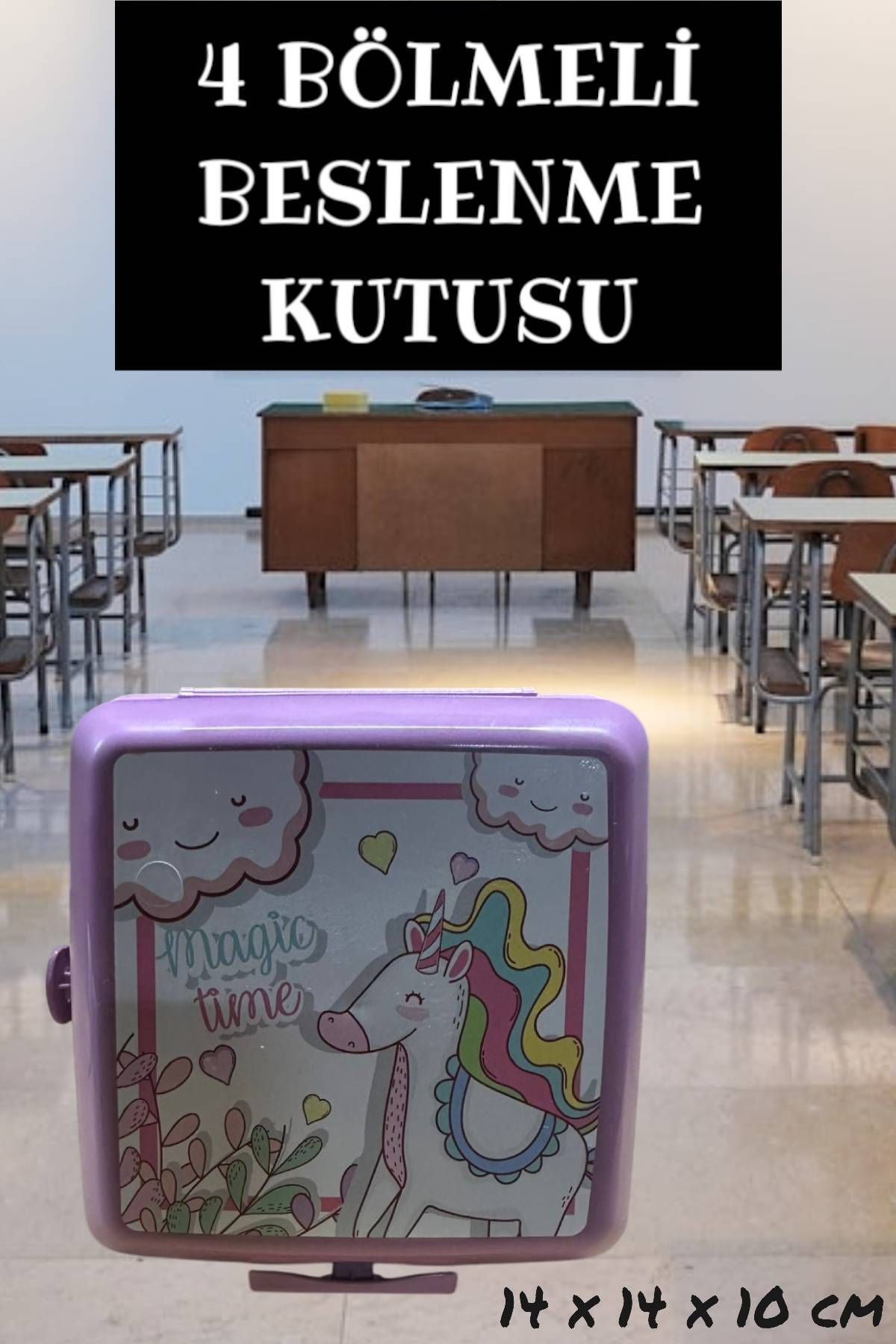 MEDUSHOP 4 Bölmeli Beslenme Kabı Lila Renk