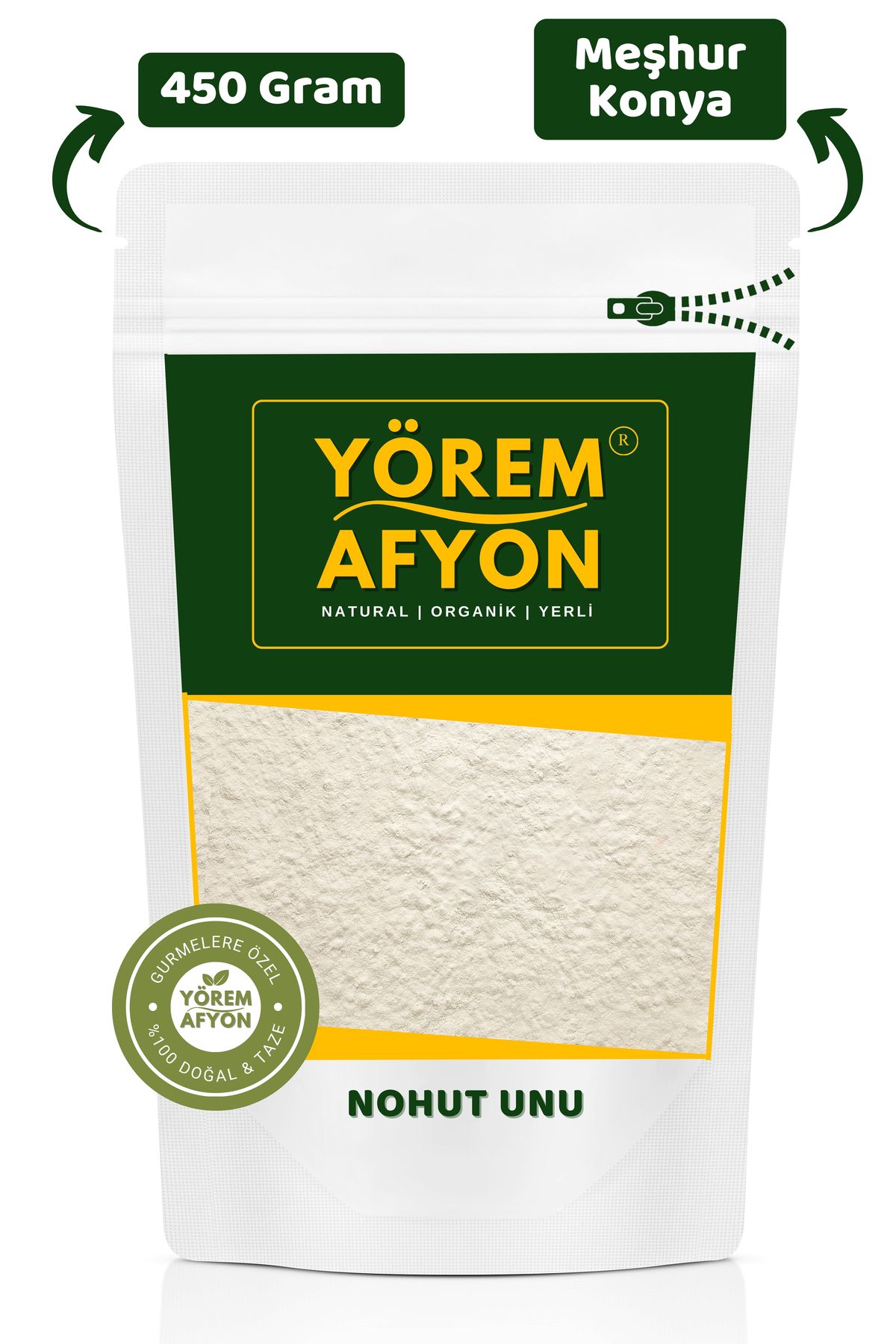 Gülçehre Yörem Afyon Meşhur Konya Taş Değirmende Öğütülmüş Çiğ Nohut Unu | 450Gr.