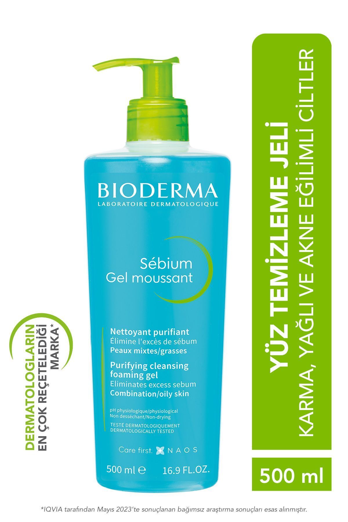 Bioderma Sebium Karma, Yağlı ve Akne Eğilimli Ciltler Sivilce, Siyah Nokta Karşıtı Yüz Temizleme Jeli 500 ml