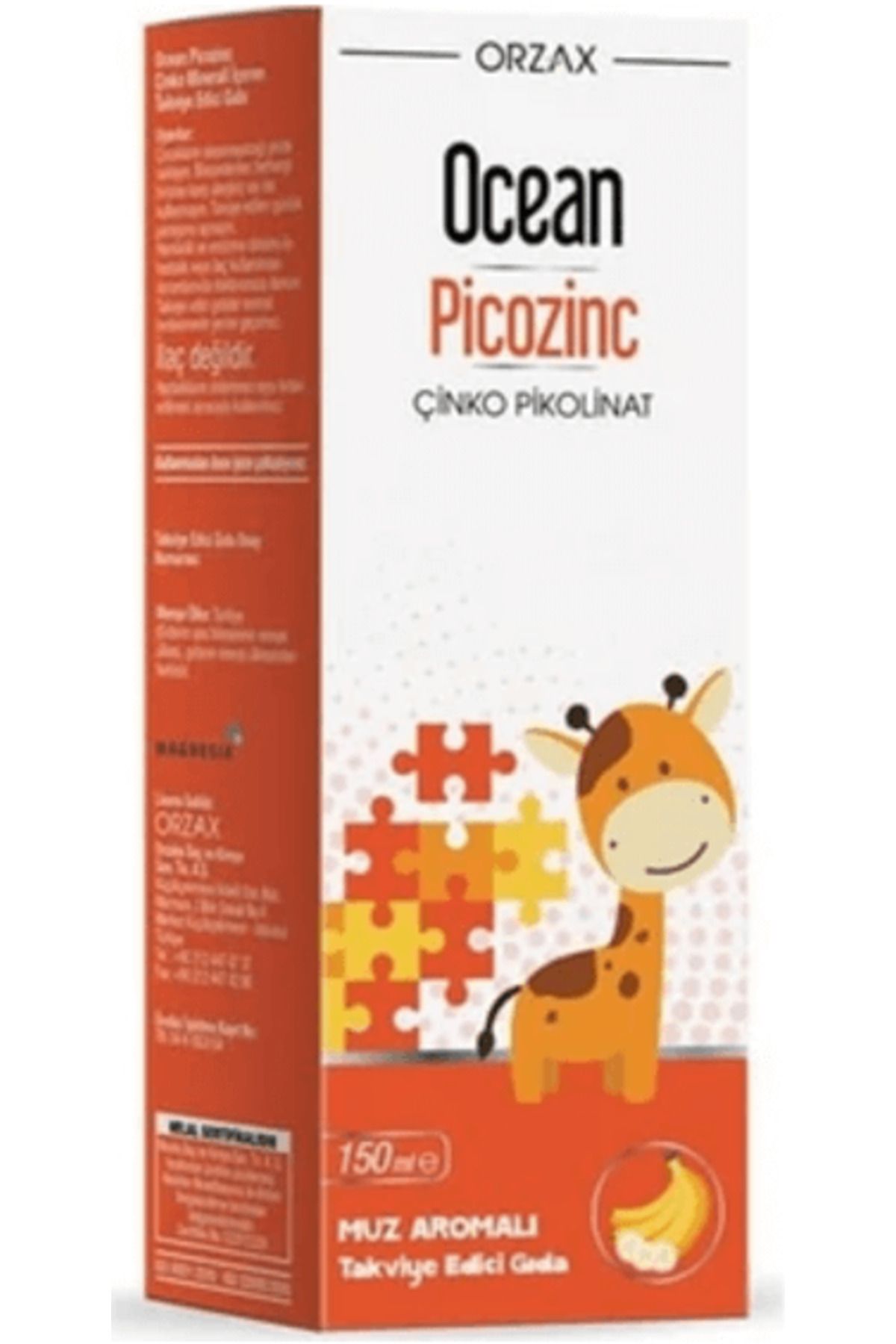 Orzax OCEAN PICOZINC ÇİNKO PİKOLİNAT 150ML MUZ AROMALI ŞURUP