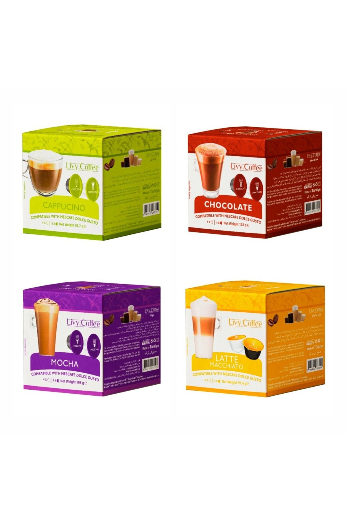 Livy Coffee Dolce Gusto, Uyumlu Kapsül Kahve 4 lü Set 64 Kapsül