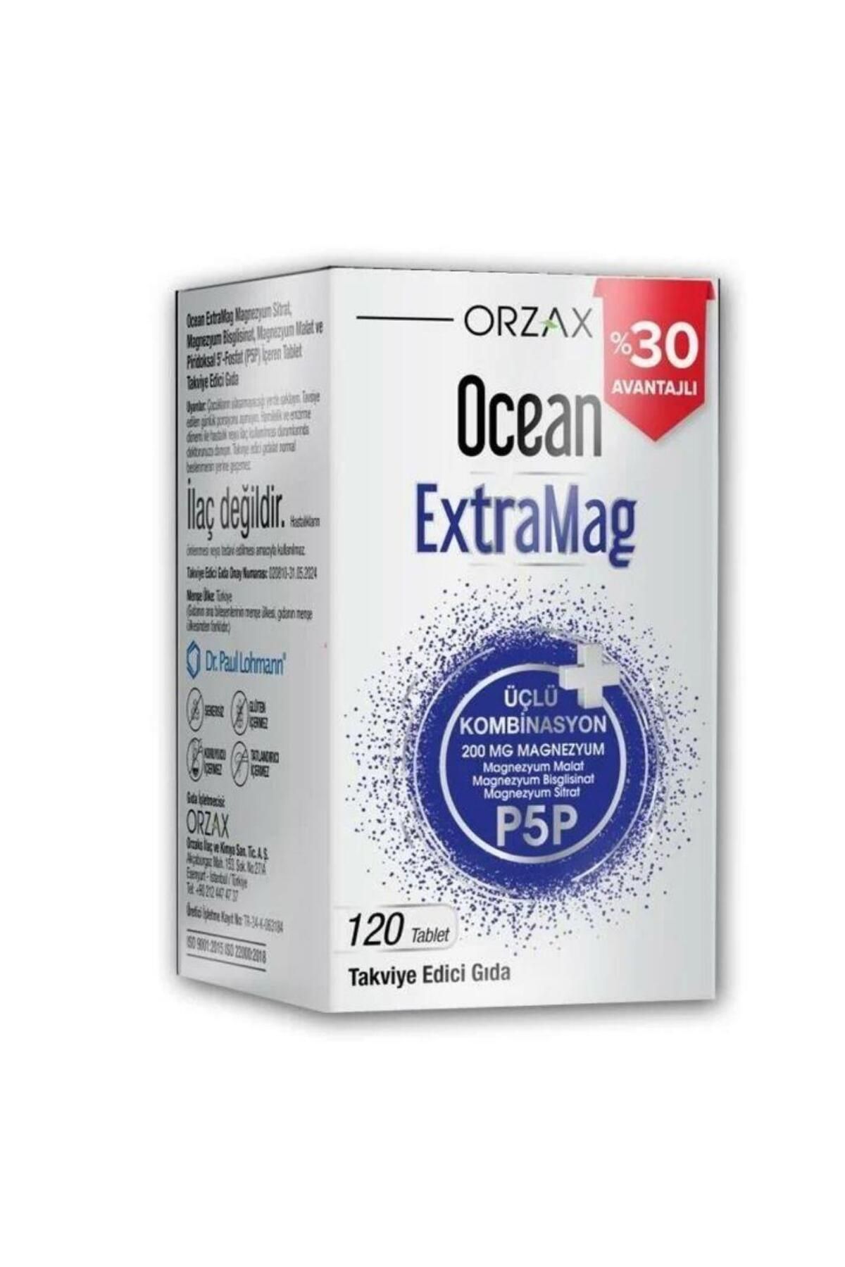 Orzax Ocean Extramag Üçlü Kombinasyon 200 Mg Magnezyum 120 Tablet