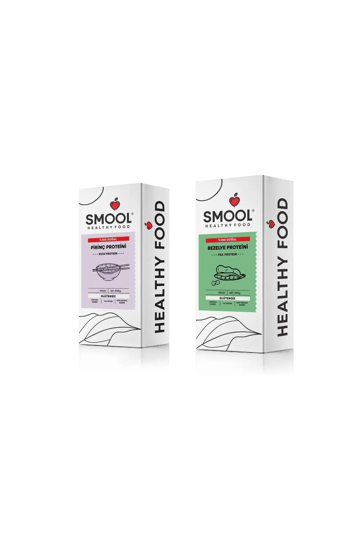 SMOOL-Protein Set of 2 (Rice Protein 500 Gr Peace Protein 500 Gr) - Vegan, Additive-Free, Gluten-Free 1