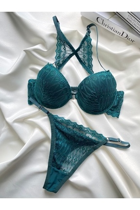 Shy Lola Lingerie Sevgililer Günü Hediyesi Yeşil Kelebek Model Push-up Balenl...