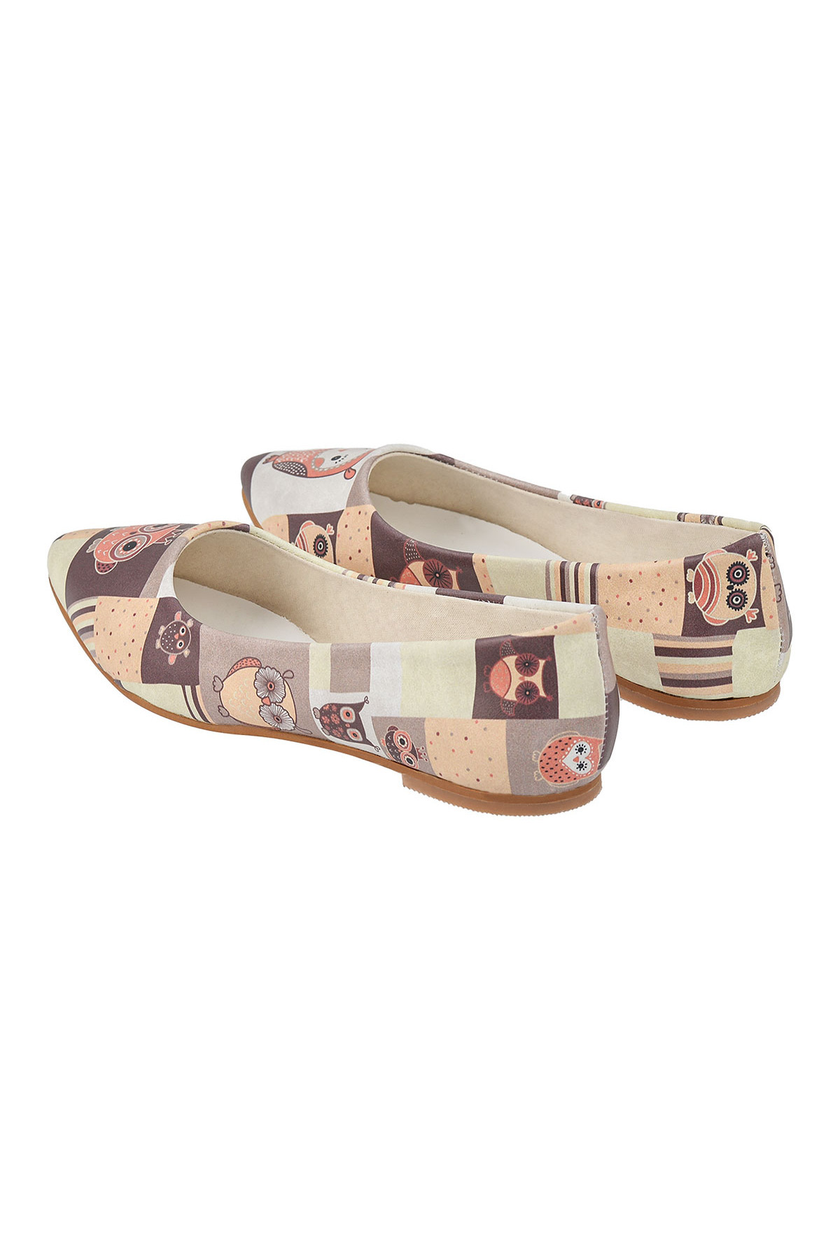 Streetfly-Printed Colorful Owl Patterned Women's Ballerinas 6