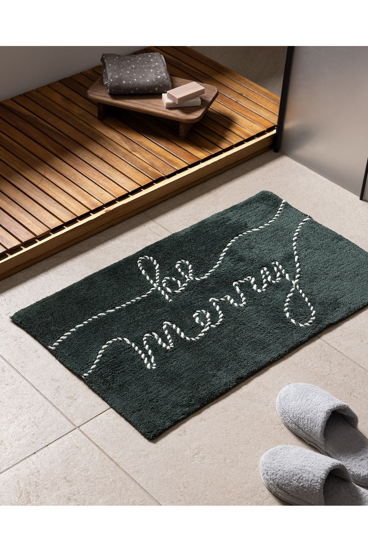 Madame Coco-Espritmer Bath Mat - Green/White - 50X80 cm 1