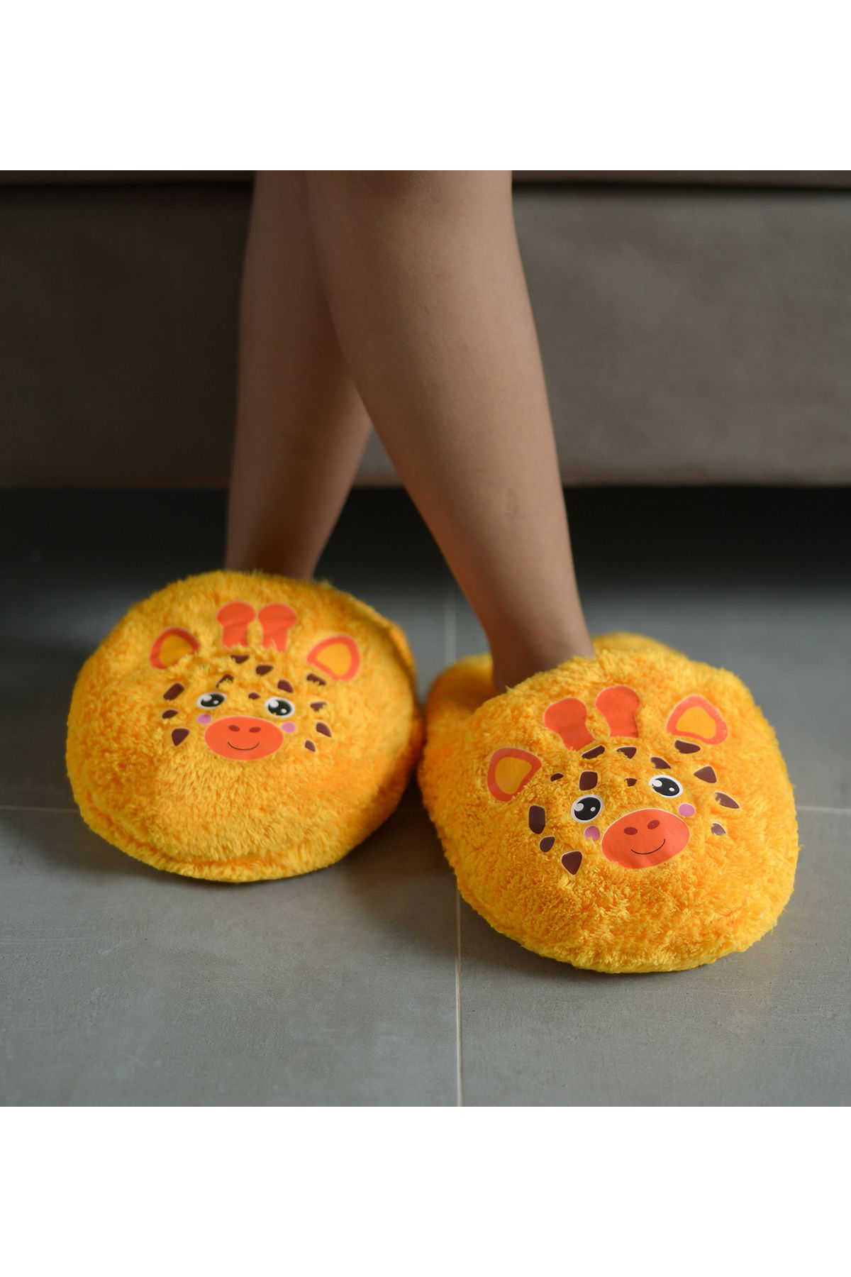 Özgüner Oyuncak-Animal Print Plush Couple Slippers 3