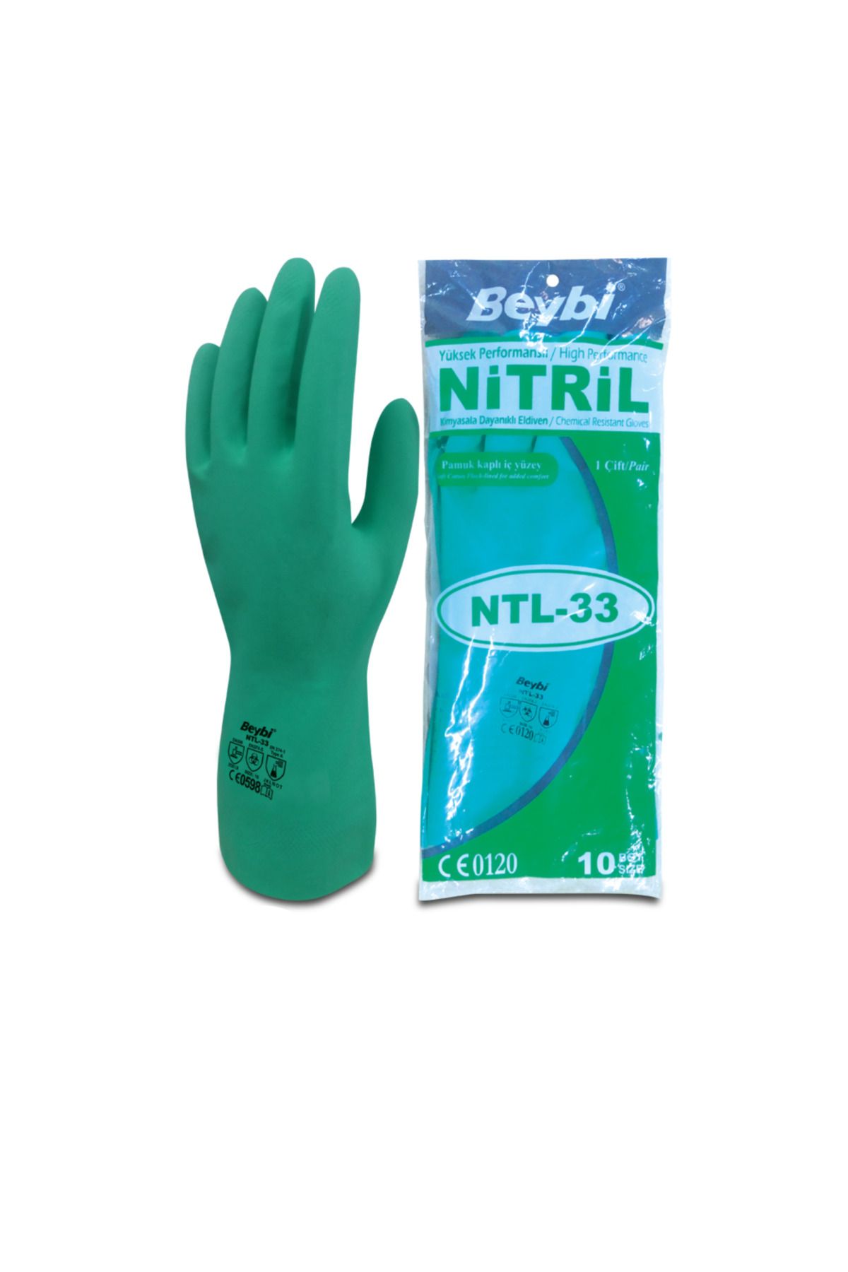 Beybi Ntl33 Nitril İş Eldiveni Yeşil - No 10 (1 Çift)